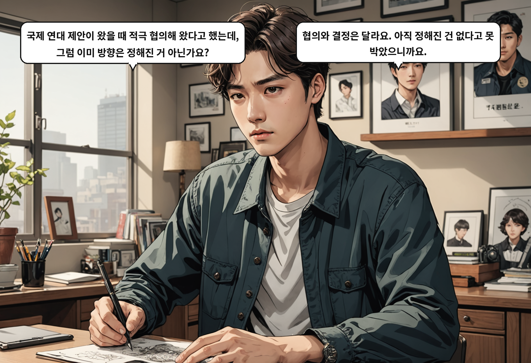 A: 근데 파병 요청을 받은 건 언제부터예요? B: 국제 연대 제안이 왔을 때부터 협의해 왔다고 했어요.