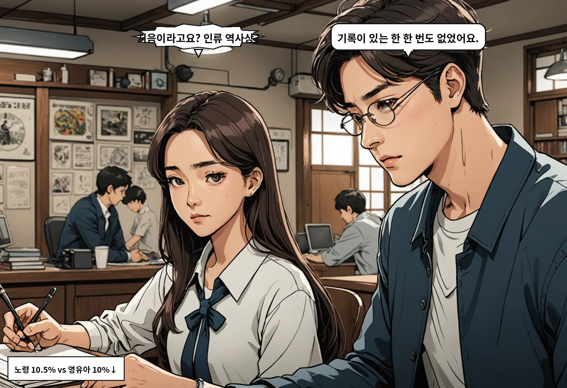 B: 처음이라고요? 인류 역사상? A: 기록이 있는 한 한 번도 없었어요.
