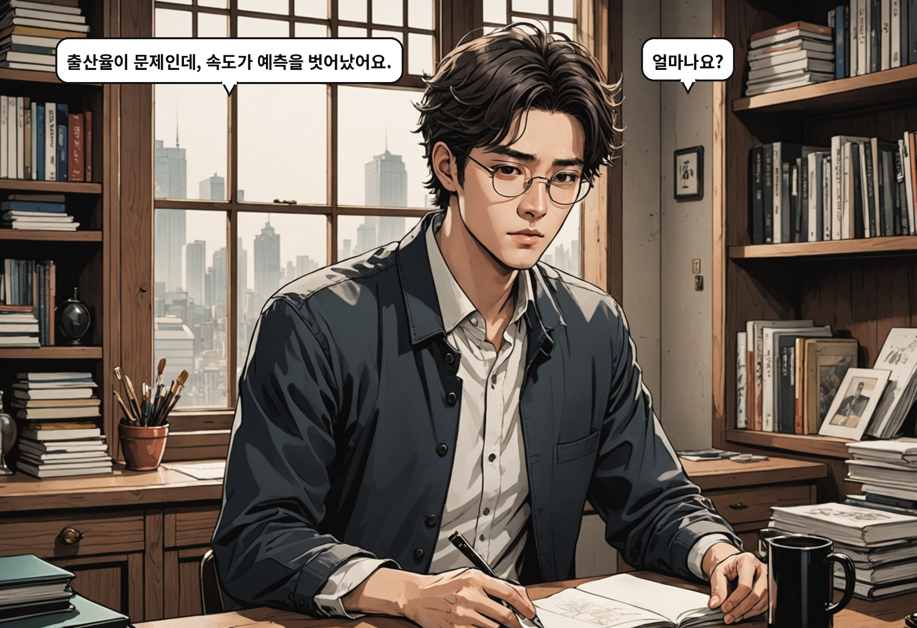 A: 출산율이 문제인데, 속도가 예측을 벗어났어요. B: 얼마나요?