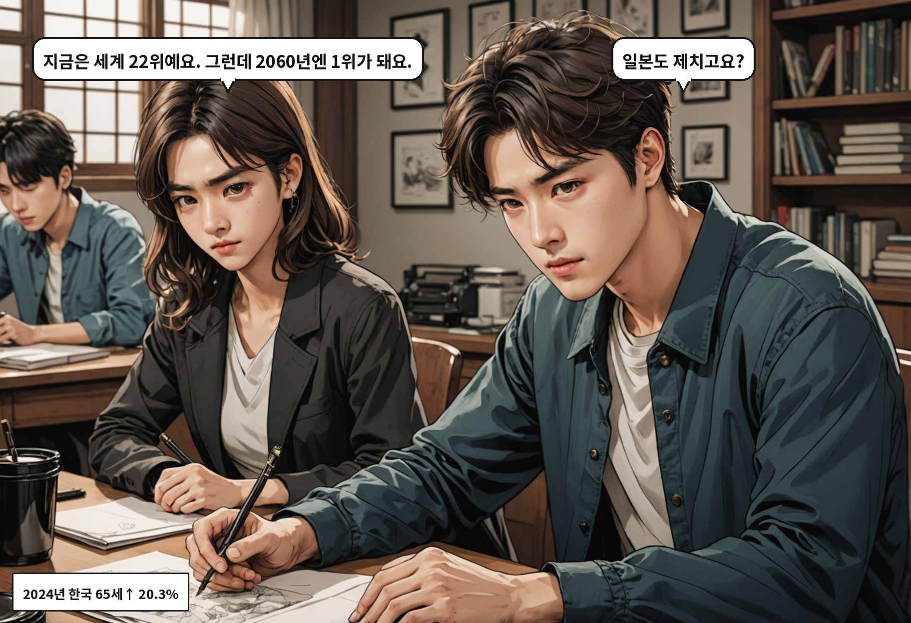 A: 지금은 세계 22위예요. 그런데 2060년엔 1위가 돼요. B: 일본도 제치고요?