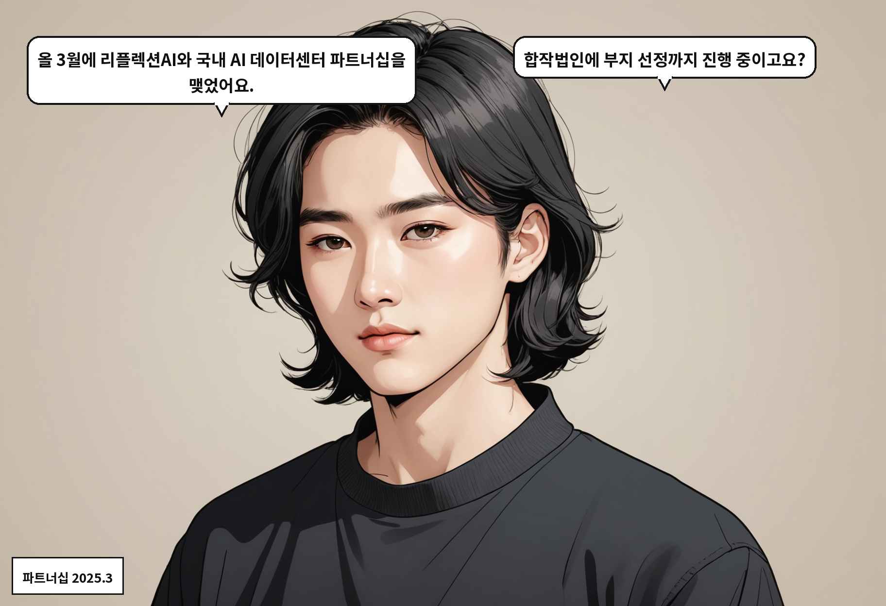 B: 올 3월에 리플렉션AI와 국내 AI 데이터센터 파트너십을 맺었어요. A: 합작법인에 부지 선정까지 진행 중이고요?