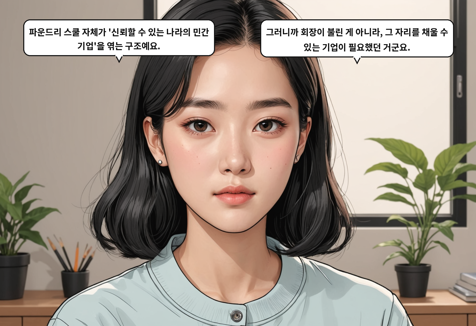 B: 파운드리 스쿨 자체가 '신뢰할 수 있는 나라의 민간 기업'을 엮는 구조예요. A: 그러니까 회장이 불린 게 아니라, 그 자리를 채울 수 있는 기업이 필요했던 거군요.