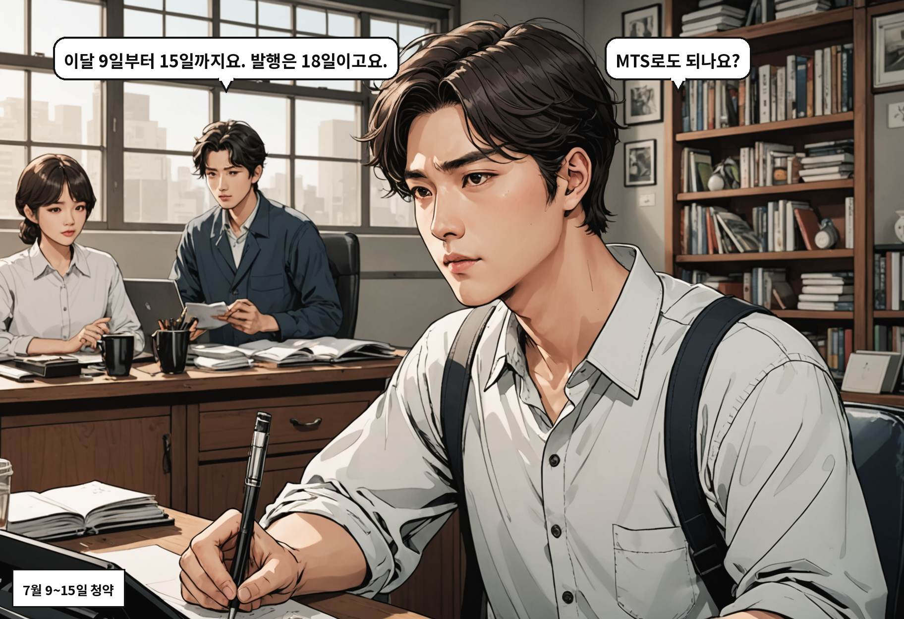 B: 이달 9일부터 15일까지요. 발행은 18일이고요. A: MTS로도 되나요?