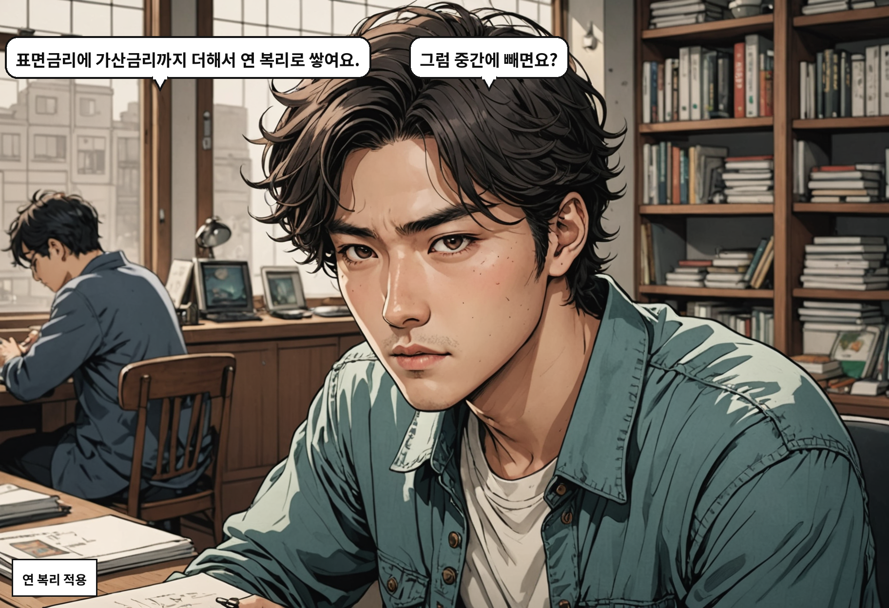 B: 표면금리에 가산금리까지 더해서 연 복리로 쌓여요. A: 그럼 중간에 빼면요?