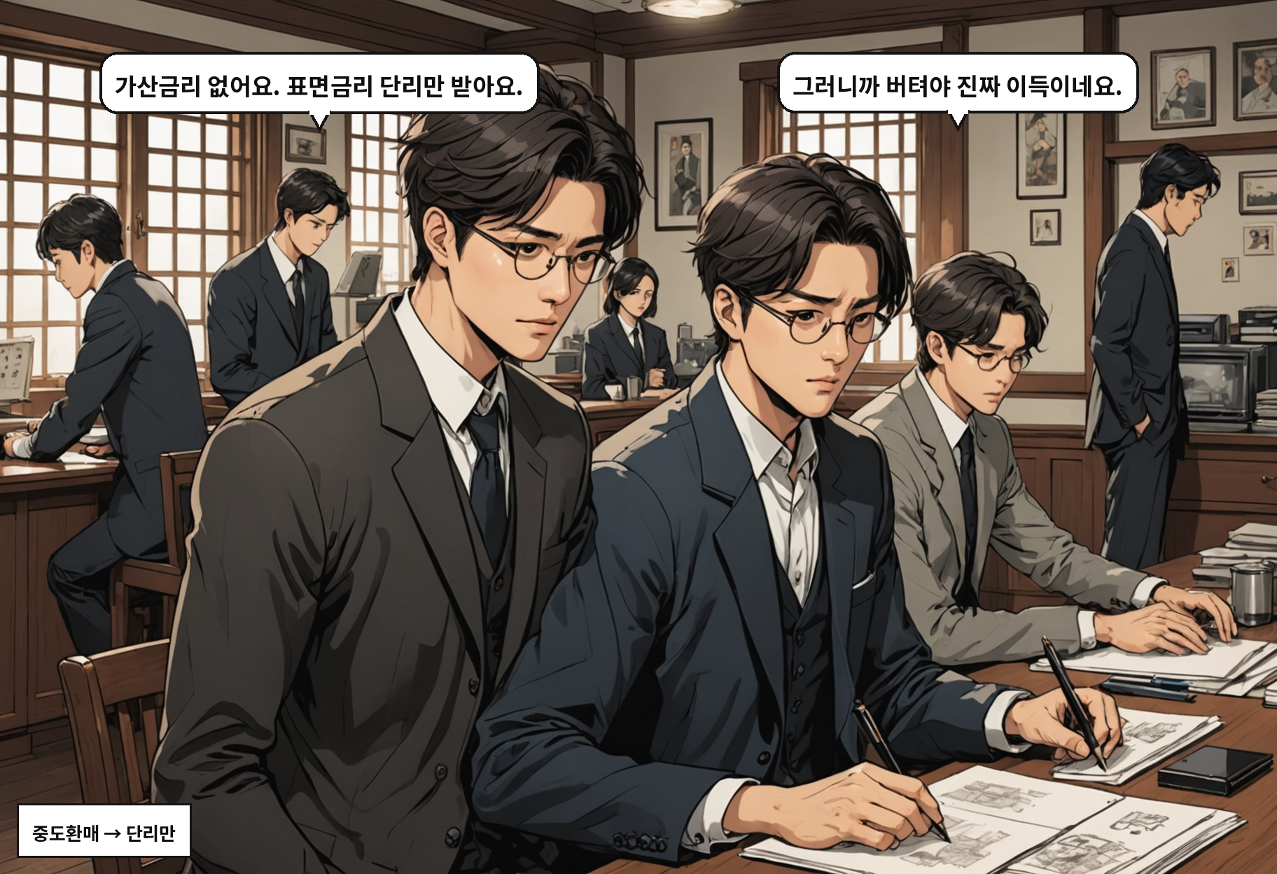 B: 가산금리 없어요. 표면금리 단리만 받아요. A: 그러니까 버텨야 진짜 이득이네요.
