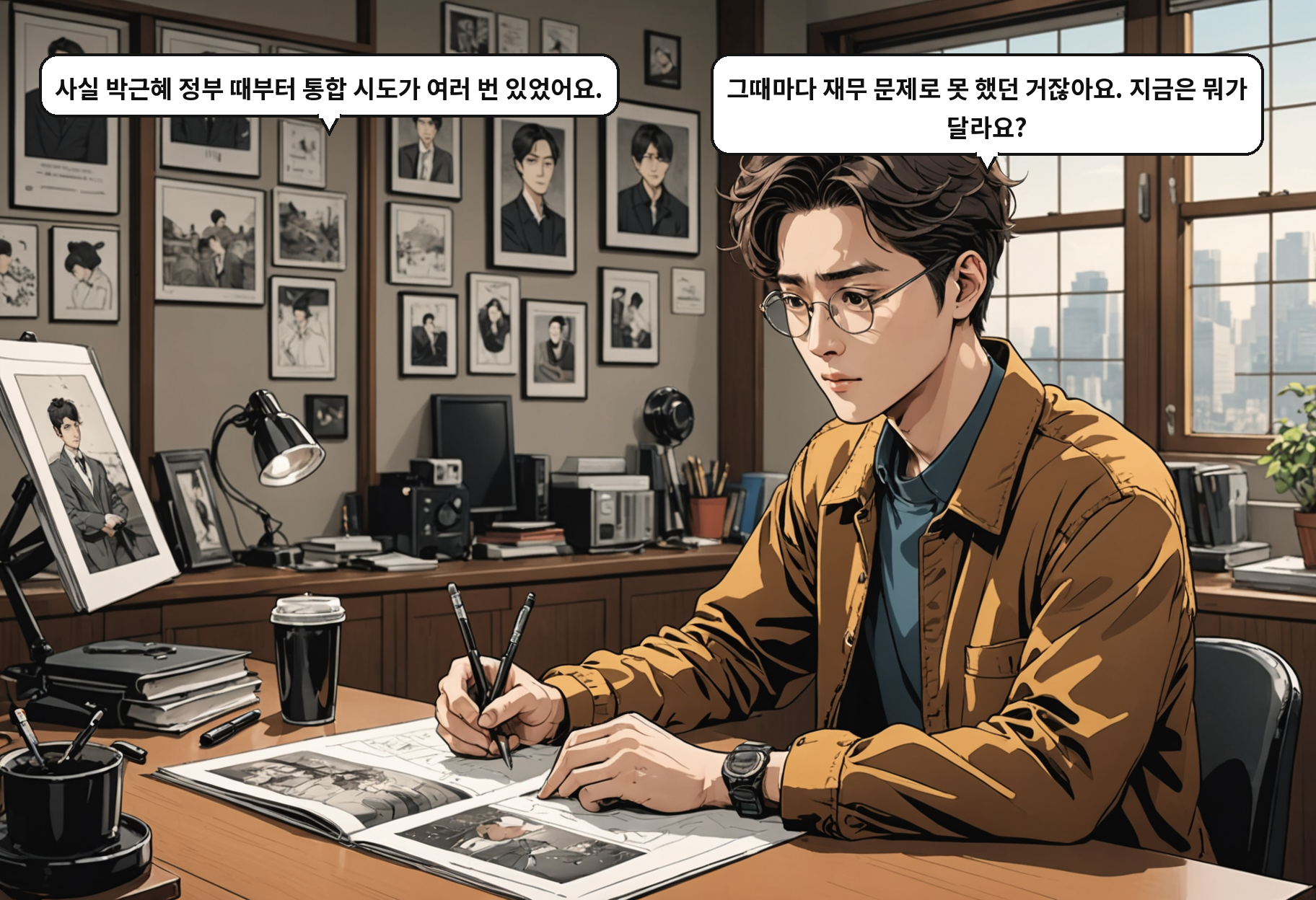 A: 사실 박근혜 정부 때부터 통합 시도가 여러 번 있었어요. B: 그때마다 재무 문제로 못 했던 거잖아요. 지금은 뭐가 달라요?
