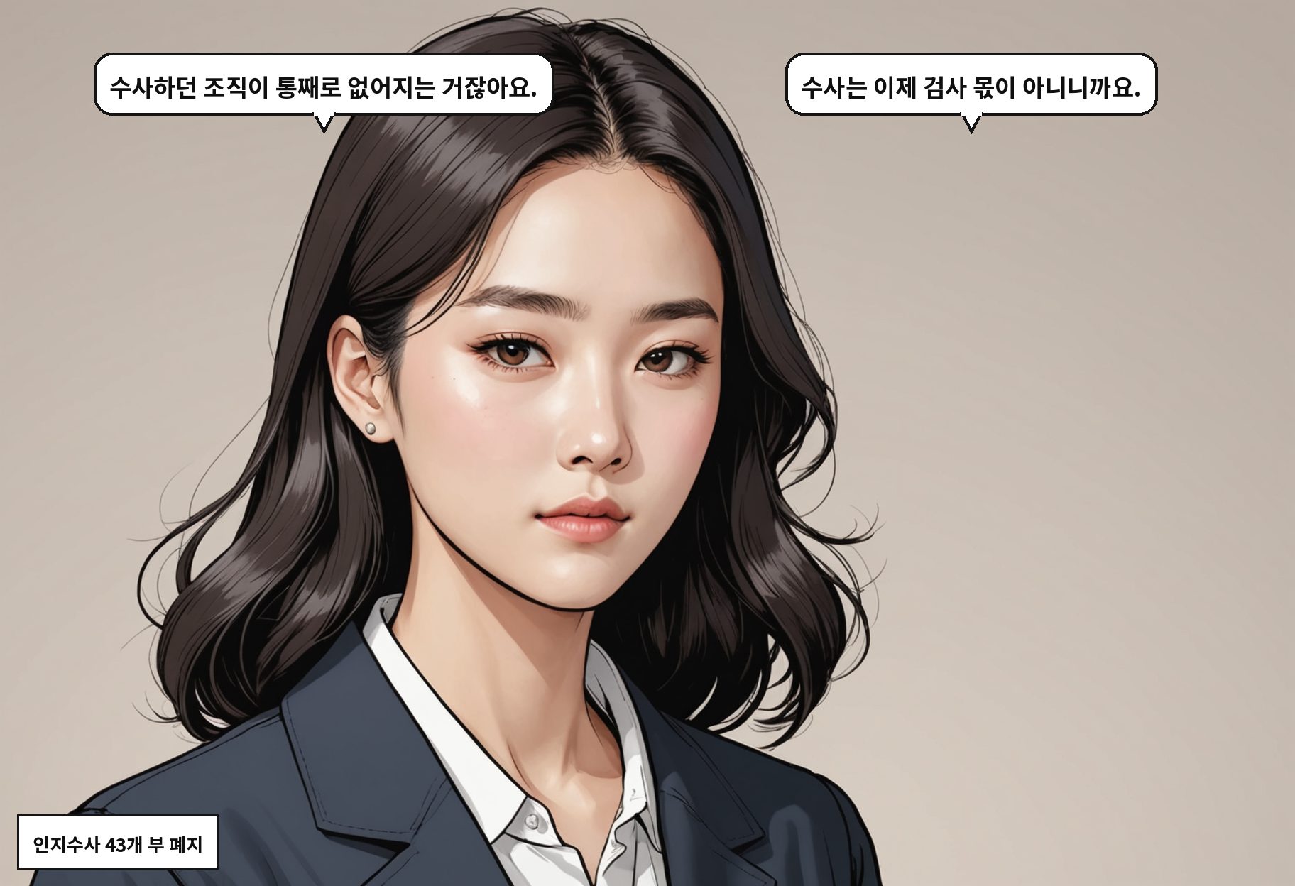 A: 수사하던 조직이 통째로 없어지는 거잖아요. B: 수사는 이제 검사 몫이 아니니까요.