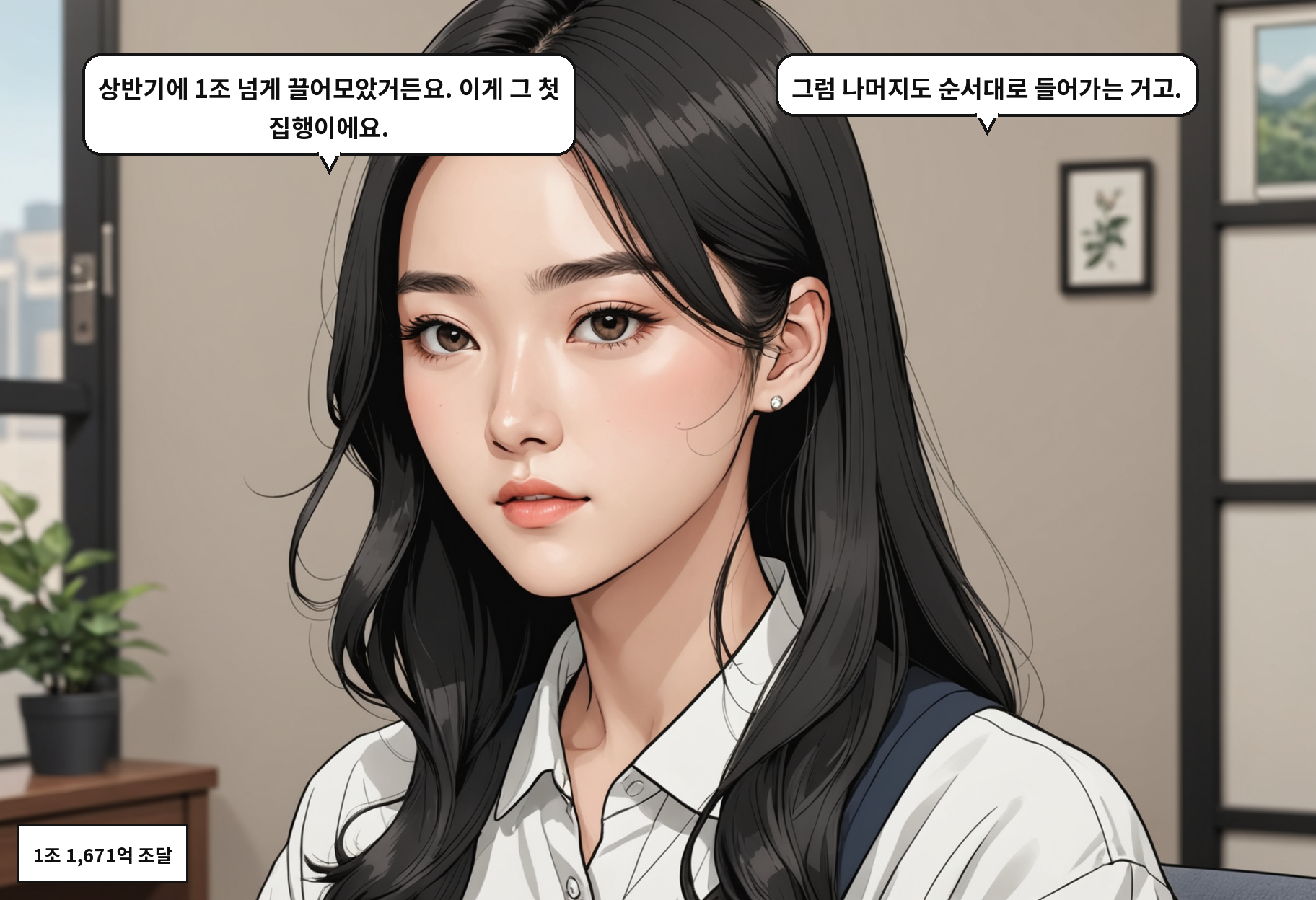 A: 상반기에 1조 넘게 끌어모았거든요. 이게 그 첫 집행이에요. B: 그럼 나머지도 순서대로 들어가는 거고.