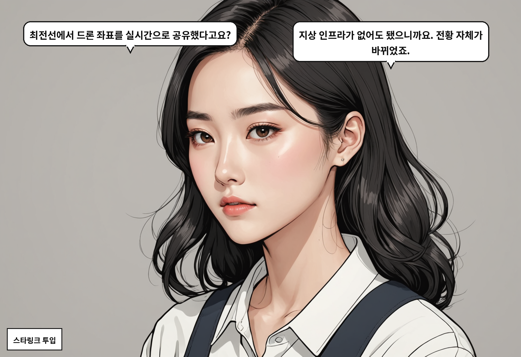 A: 최전선에서 드론 좌표를 실시간으로 공유했다고요? B: 지상 인프라가 없어도 됐으니까요. 전황 자체가 바뀌었죠.
