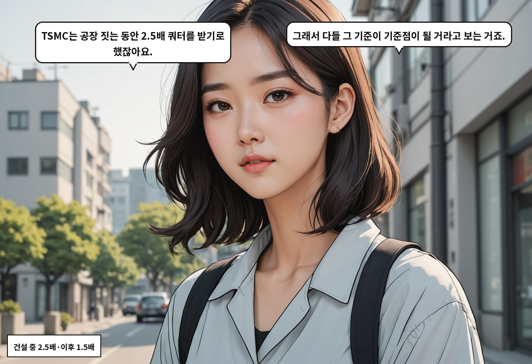 A: 대만은 미국에 공장 지으면서 쿼터까지 받아냈잖아요. B: TSMC가 협상 테이블에서 미국 투자를 카드로 쓴 거예요.