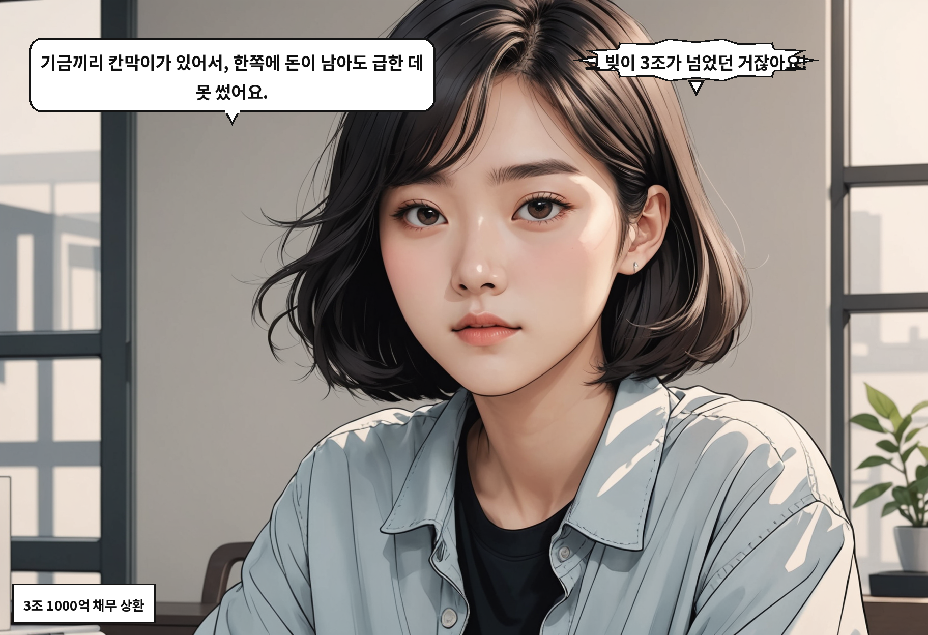 B: 기금끼리 칸막이가 있어서, 한쪽에 돈이 남아도 급한 데 못 썼어요. A: 그 빚이 3조가 넘었던 거잖아요!