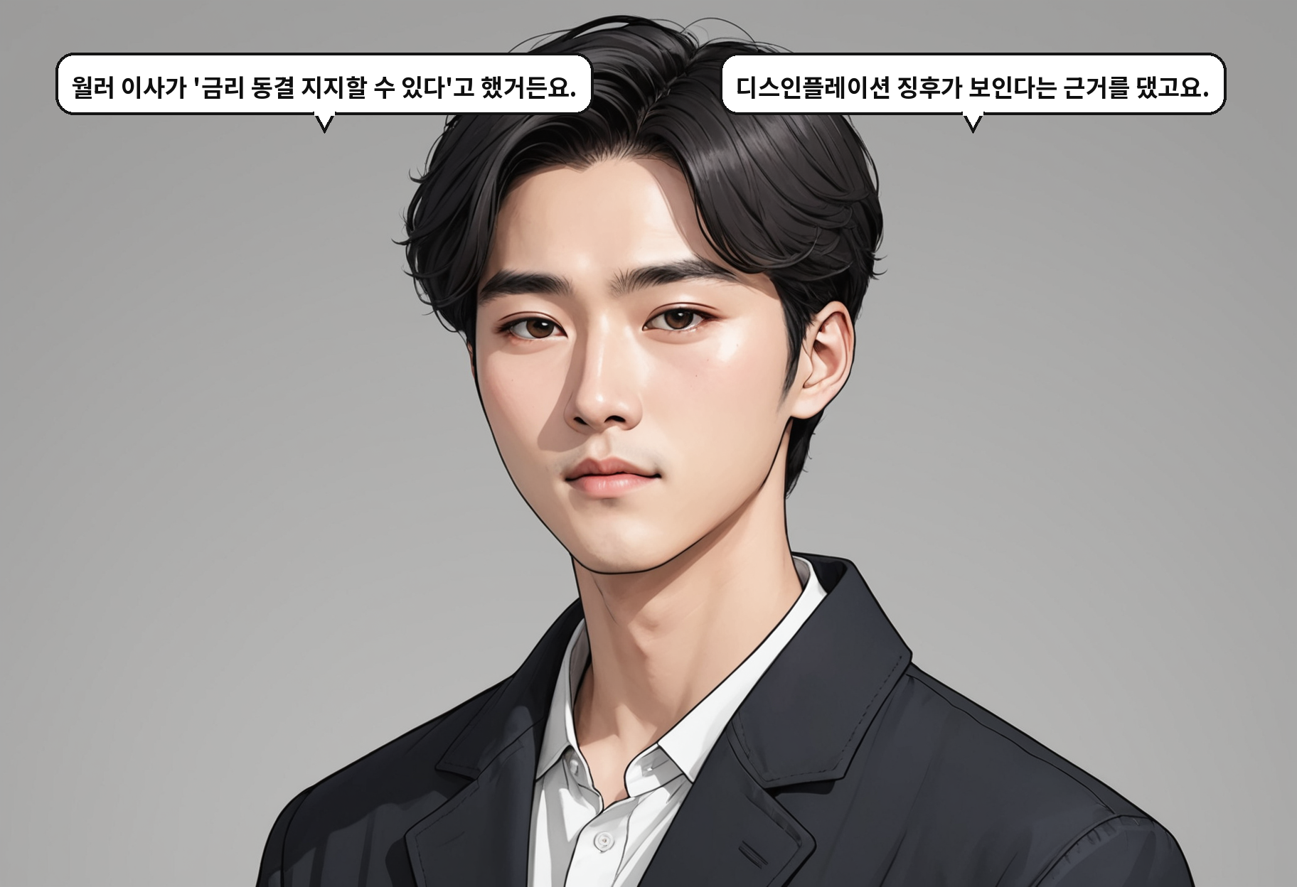 A: 월러 이사가 '금리 동결 지지할 수 있다'고 했거든요. B: 디스인플레이션 징후가 보인다는 근거를 댔고요.