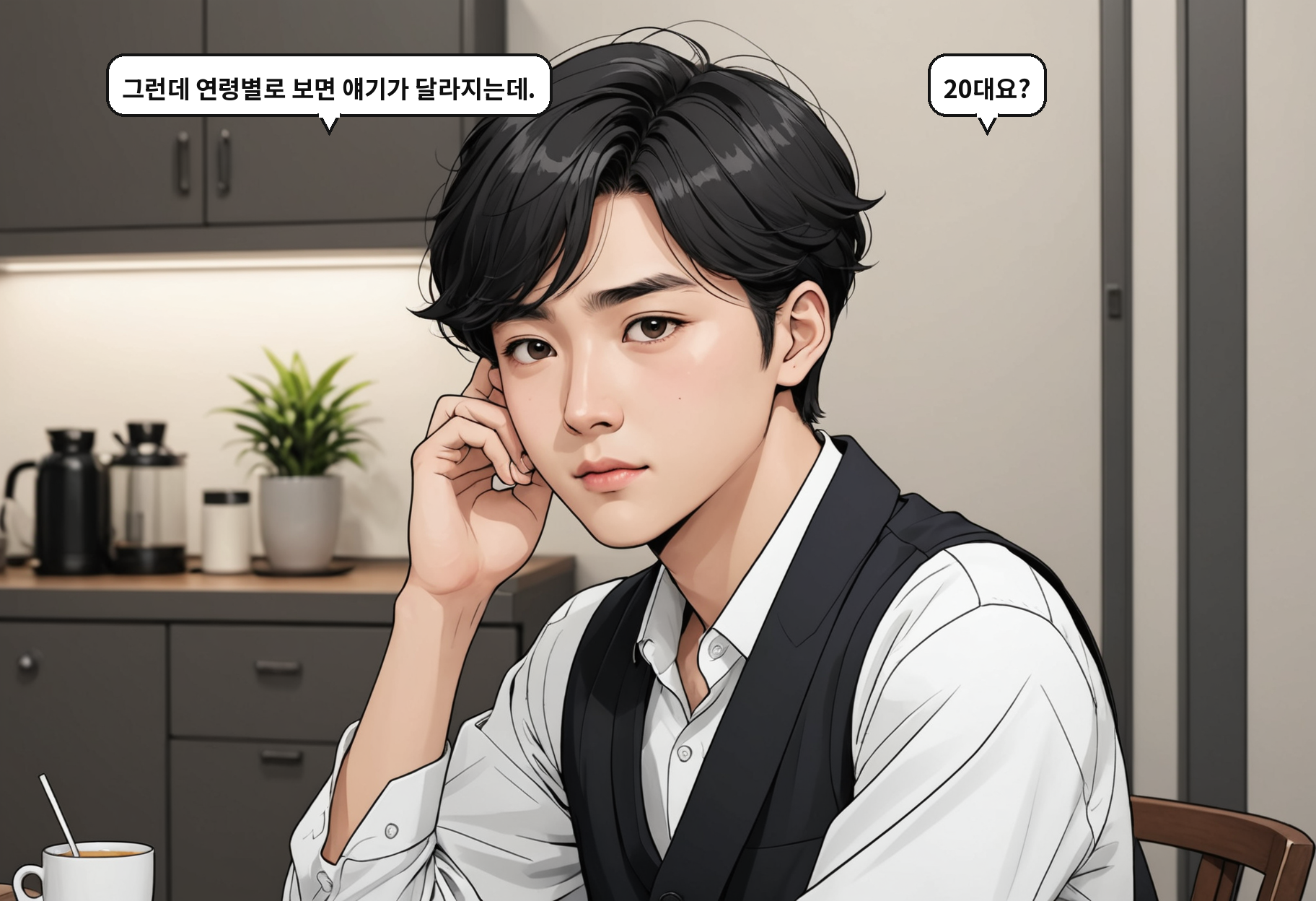 B: 그런데 연령별로 보면 얘기가 달라지는데. A: 20대요?