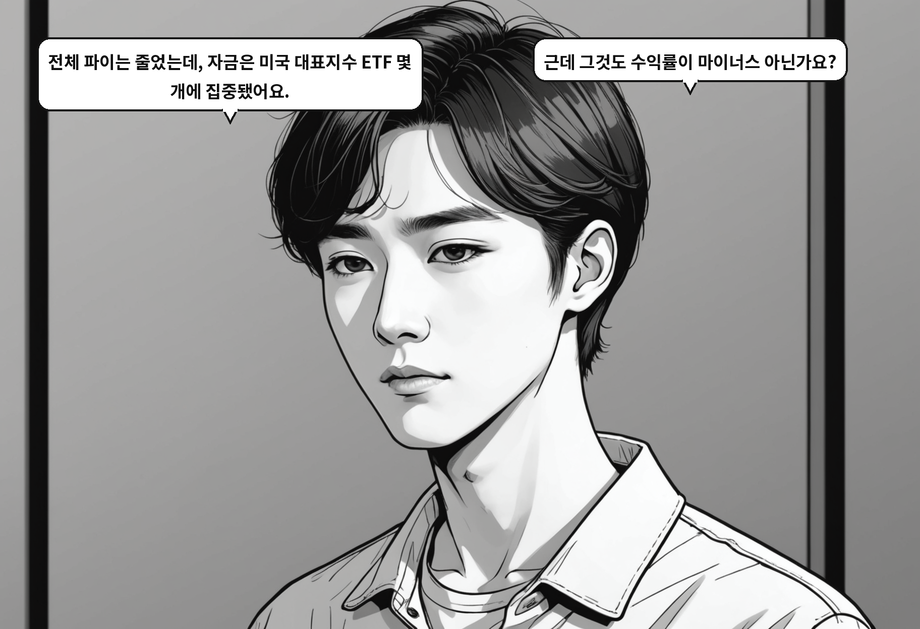 A: 전체 파이는 줄었는데, 자금은 미국 대표지수 ETF 몇 개에 집중됐어요. B: 근데 그것도 수익률이 마이너스 아닌가요?
