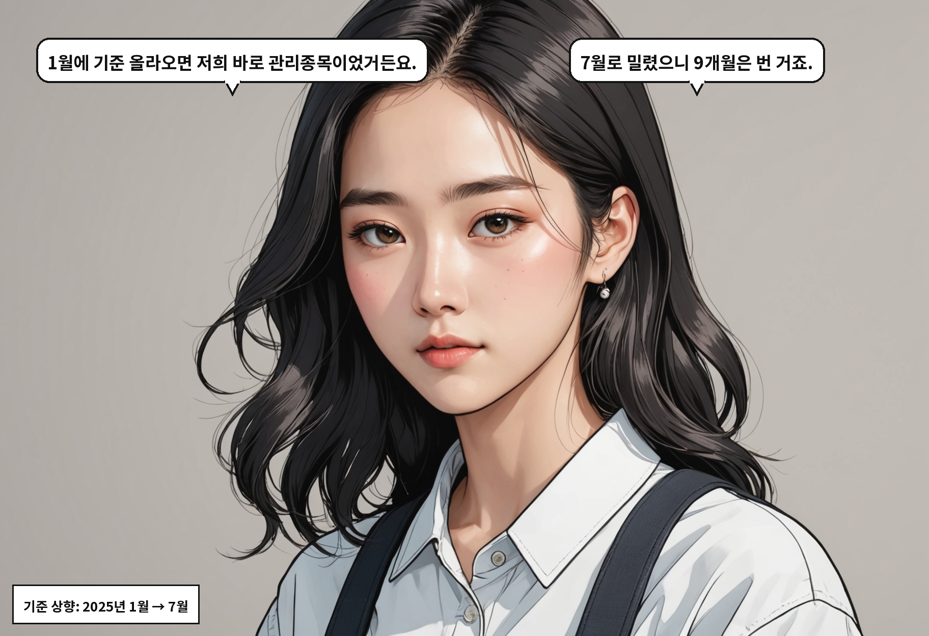 A: 1월에 기준 올라오면 저희 바로 관리종목이었거든요. B: 7월로 밀렸으니 9개월은 번 거죠.