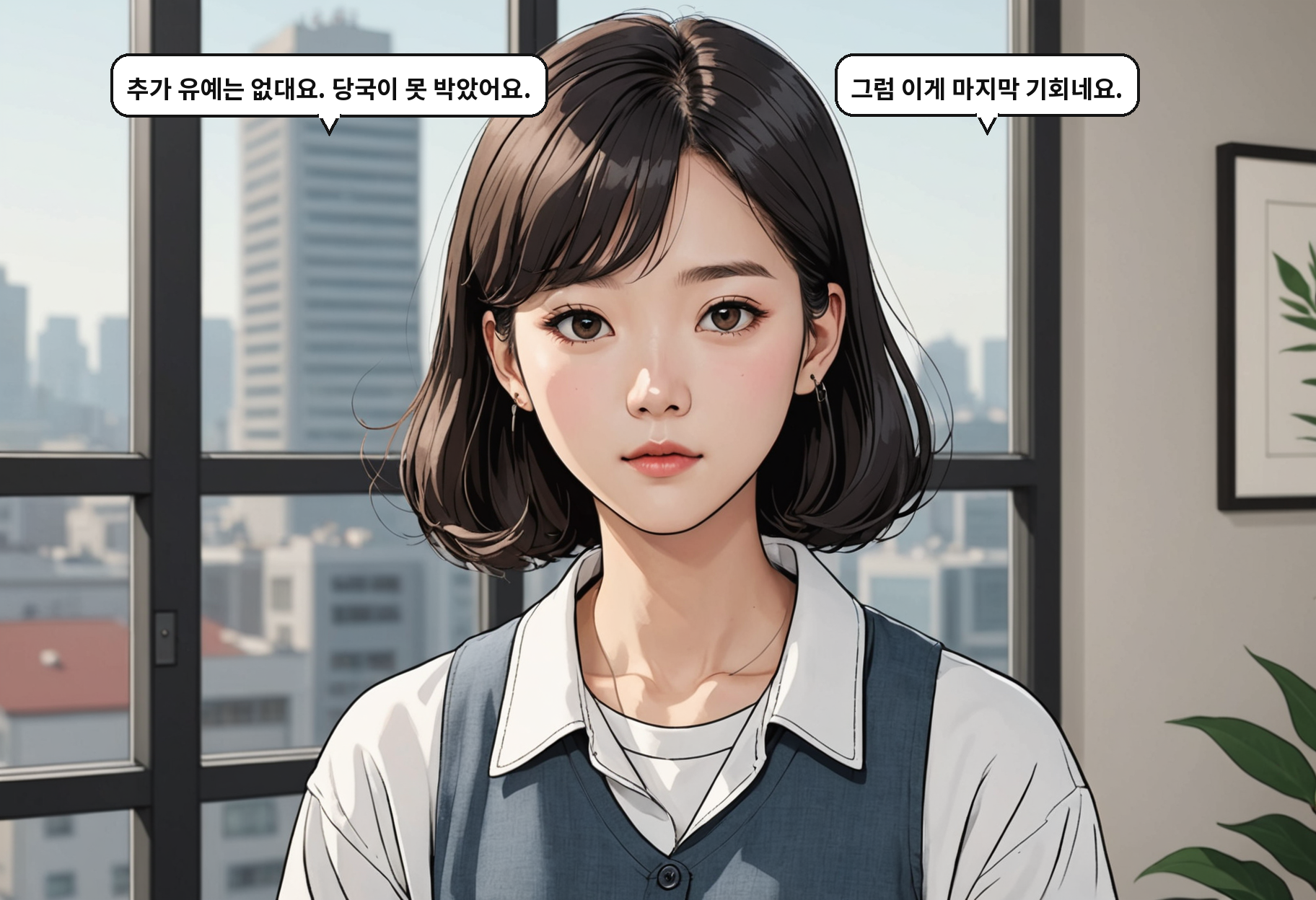 B: 추가 유예는 없대요. 당국이 못 박았어요. A: 그럼 이게 마지막 기회네요.