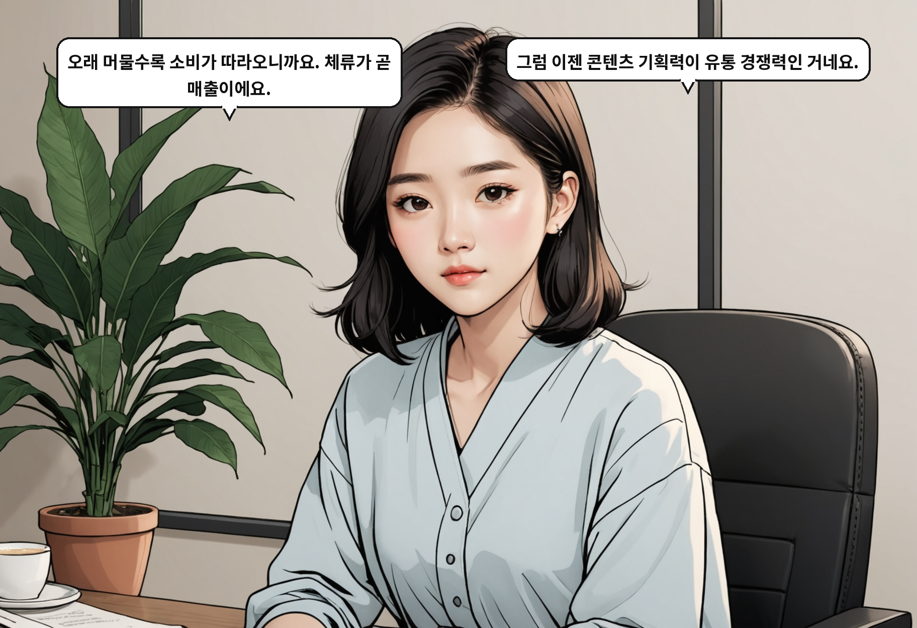 A: 오래 머물수록 소비가 따라오니까요. 체류가 곧 매출이에요. B: 그럼 이젠 콘텐츠 기획력이 유통 경쟁력인 거네요.