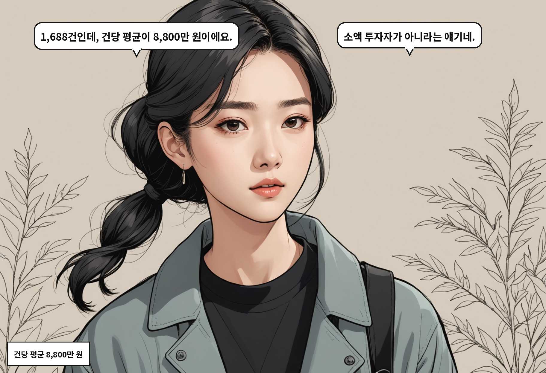 A: 1,688건인데, 건당 평균이 8,800만 원이에요. B: 소액 투자자가 아니라는 얘기네.