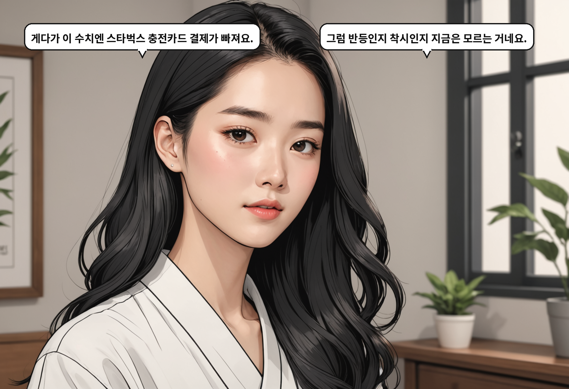 B: 게다가 이 수치엔 스타벅스 충전카드 결제가 빠져요. A: 그럼 반등인지 착시인지 지금은 모르는 거네요.