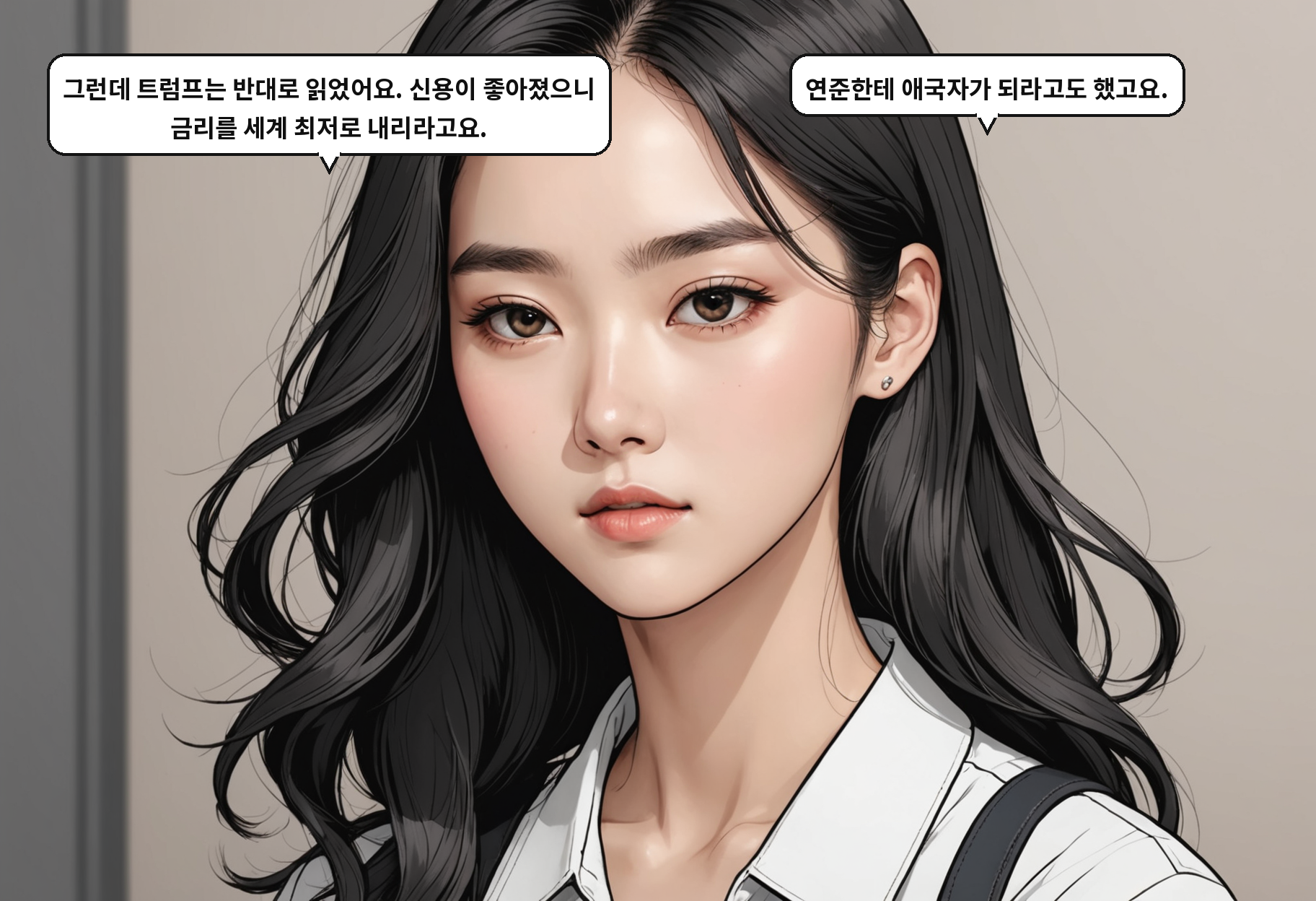 A: 그런데 트럼프는 반대로 읽었어요. 신용이 좋아졌으니 금리를 세계 최저로 내리라고요. B: 연준한테 애국자가 되라고도 했고요.