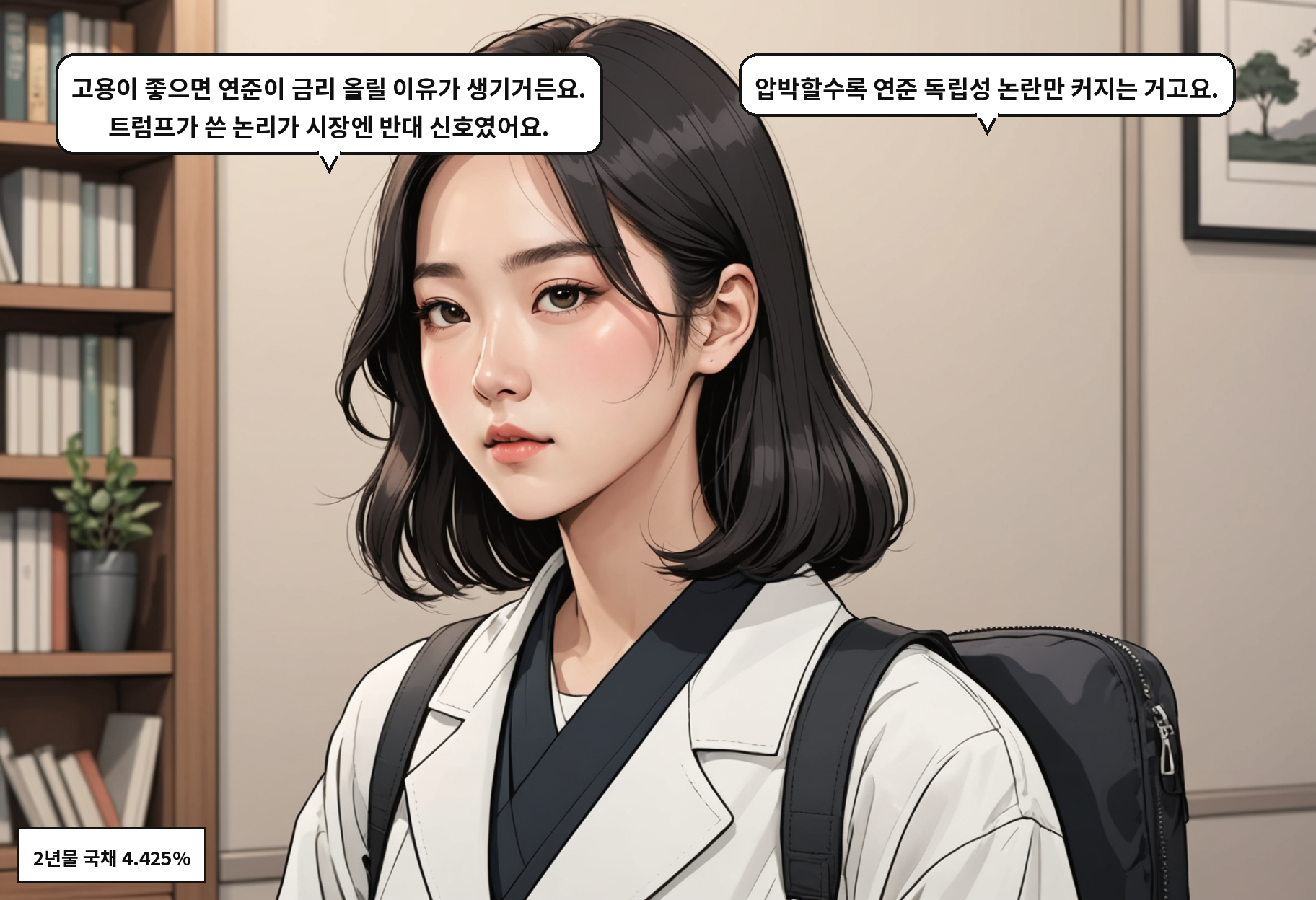 B: 고용이 좋으면 연준이 금리 올릴 이유가 생기거든요. 트럼프가 쓴 논리가 시장엔 반대 신호였어요. A: 압박할수록 연준 독립성 논란만 커지는 거고요.