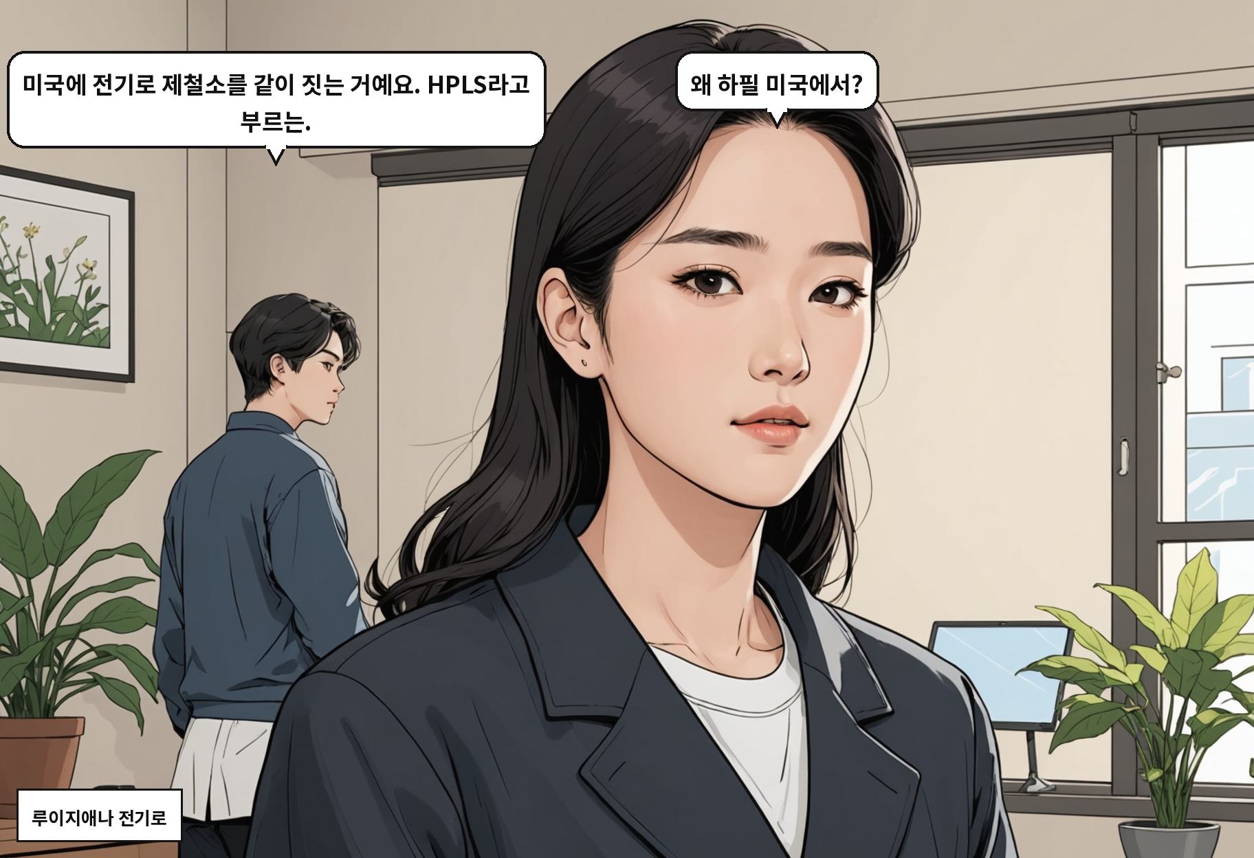 B: 미국에 전기로 제철소를 같이 짓는 거예요. HPLS라고 부르는. A: 왜 하필 미국에서?
