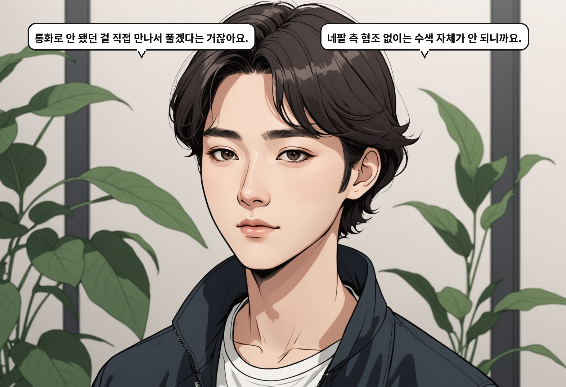 A: 통화로 안 됐던 걸 직접 만나서 풀겠다는 거잖아요. B: 네팔 측 협조 없이는 수색 자체가 안 되니까요.