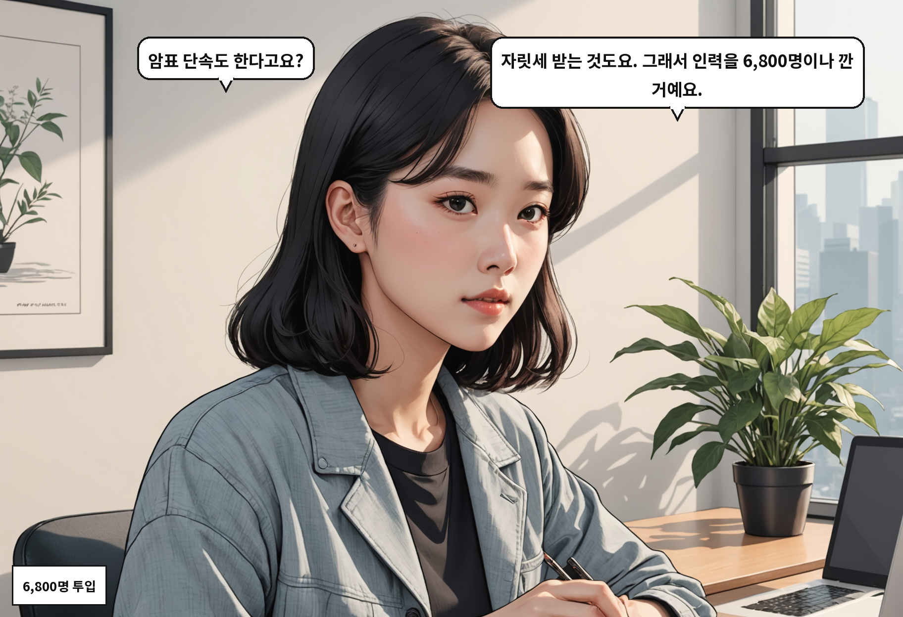 A: 암표 단속도 한다고요? B: 자릿세 받는 것도요. 그래서 인력을 6,800명이나 깐 거예요.