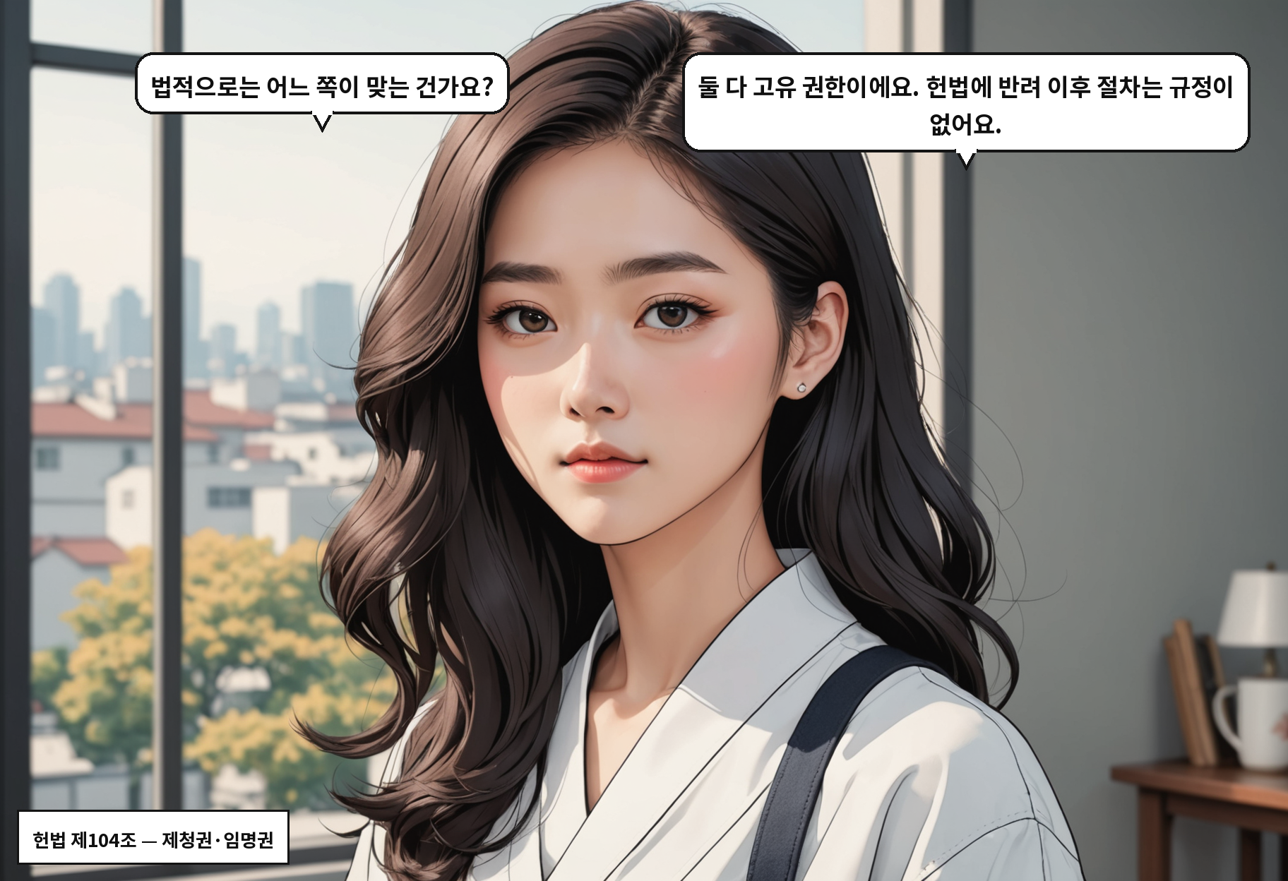 A: 법적으로는 어느 쪽이 맞는 건가요? B: 둘 다 고유 권한이에요. 헌법에 반려 이후 절차는 규정이 없어요.