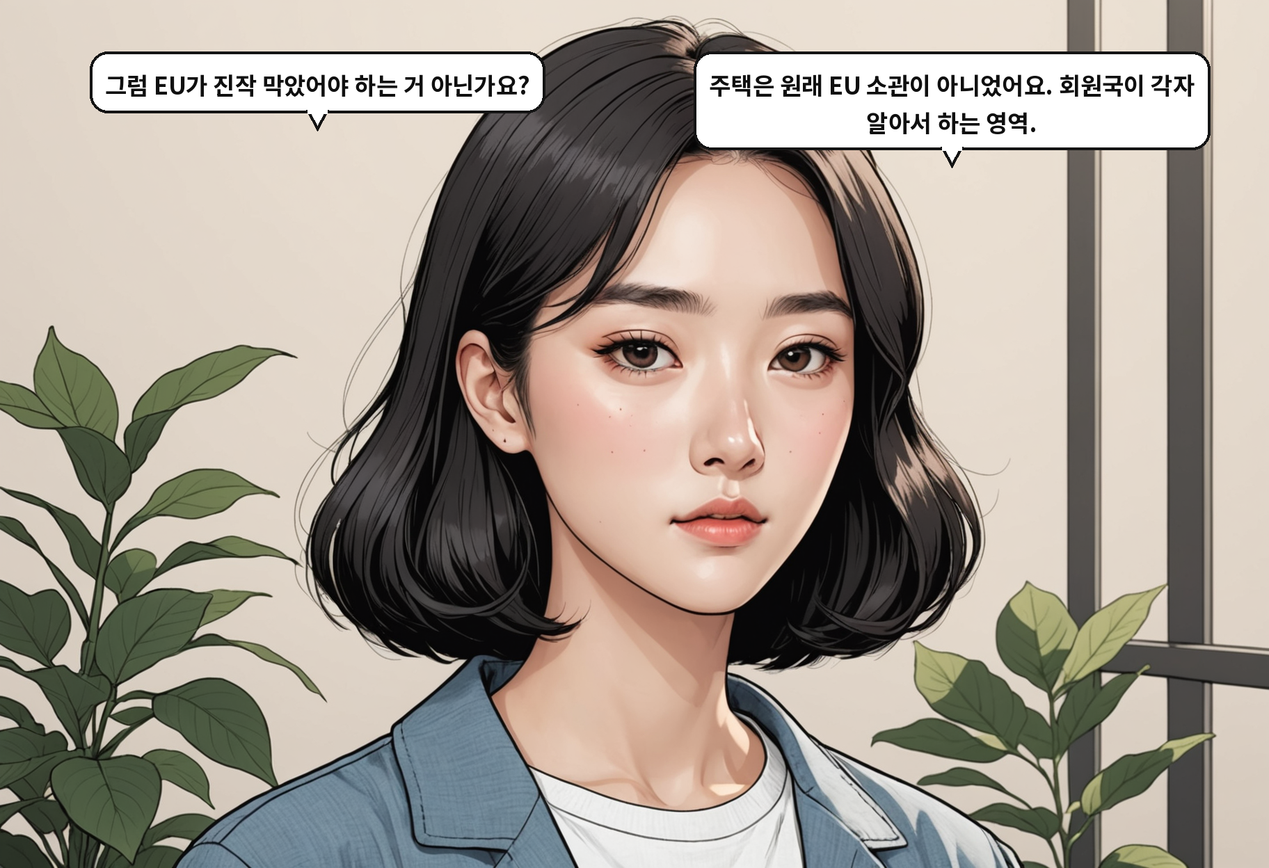 A: 그럼 EU가 진작 막았어야 하는 거 아닌가요? B: 주택은 원래 EU 소관이 아니었어요. 회원국이 각자 알아서 하는 영역.