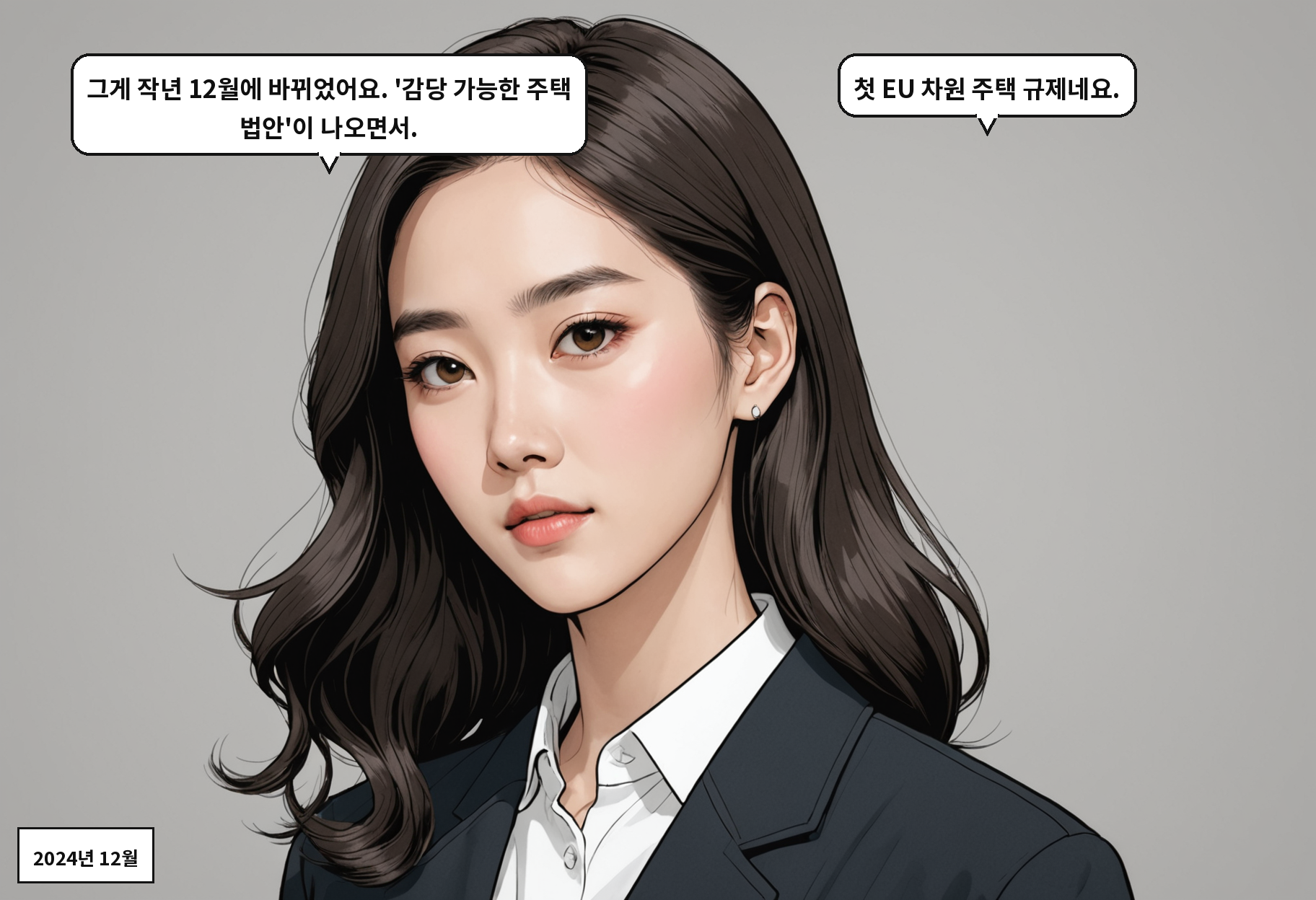 B: 그게 작년 12월에 바뀌었어요. '감당 가능한 주택 법안'이 나오면서. A: 첫 EU 차원 주택 규제네요.