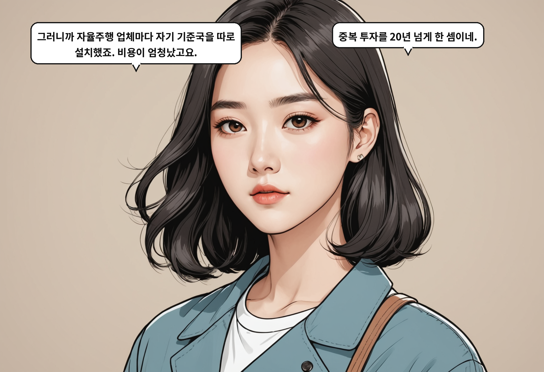 A: 그러니까 자율주행 업체마다 자기 기준국을 따로 설치했죠. 비용이 엄청났고요. B: 중복 투자를 20년 넘게 한 셈이네.