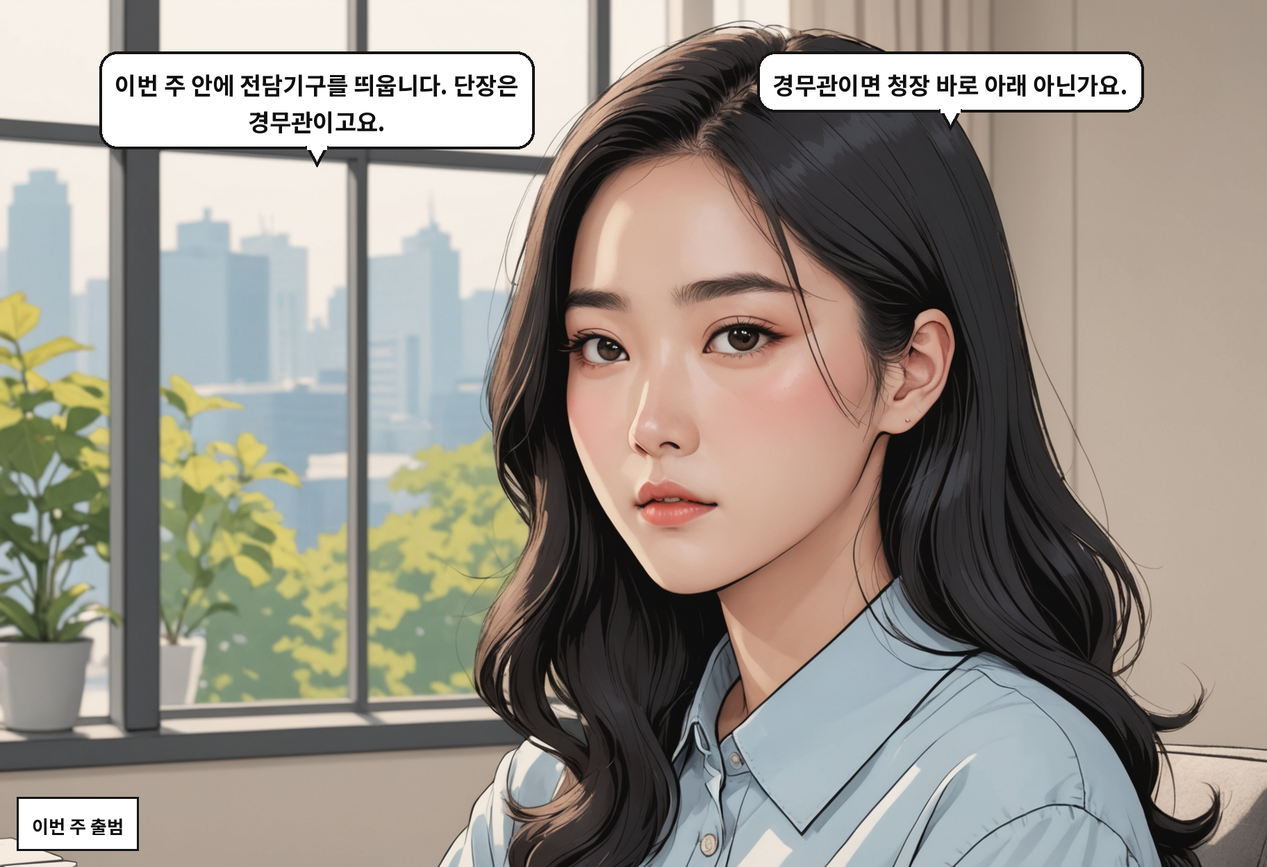 A: 이번 주 안에 전담기구를 띄웁니다. 단장은 경무관이고요. B: 경무관이면 청장 바로 아래 아닌가요.