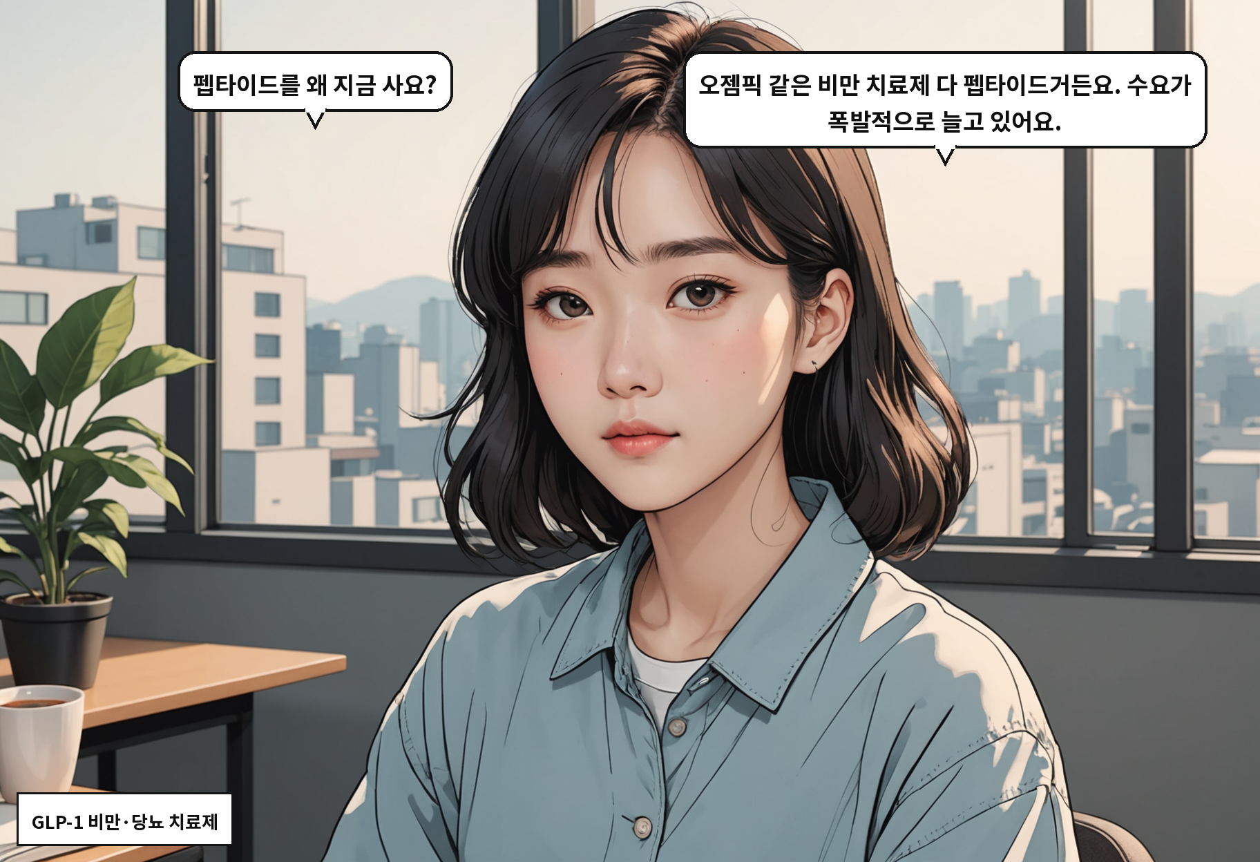 B: 펩타이드를 왜 지금 사요? A: 오젬픽 같은 비만 치료제 다 펩타이드거든요. 수요가 폭발적으로 늘고 있어요.