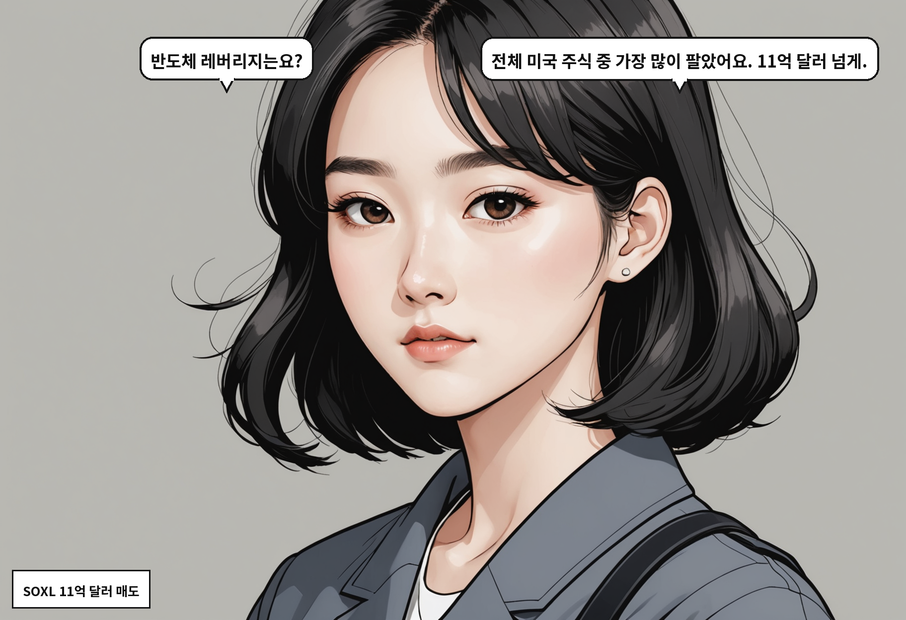 A: 반도체 레버리지는요? B: 전체 미국 주식 중 가장 많이 팔았어요. 11억 달러 넘게.