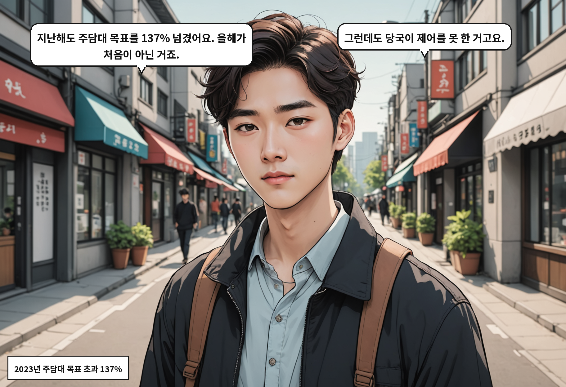 B: 지난해도 주담대 목표를 137% 넘겼어요. 올해가 처음이 아닌 거죠. A: 그런데도 당국이 제어를 못 한 거고요.
