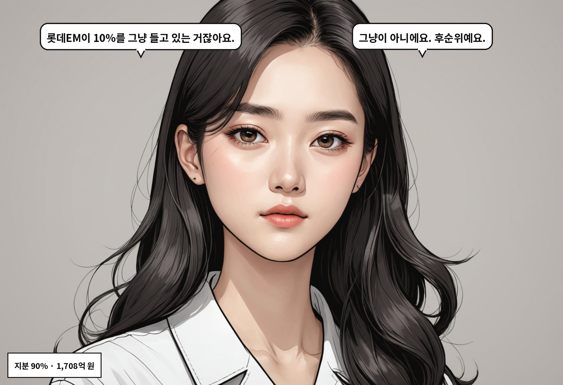 A: 롯데EM이 10%를 그냥 들고 있는 거잖아요. B: 그냥이 아니에요. 후순위예요.
