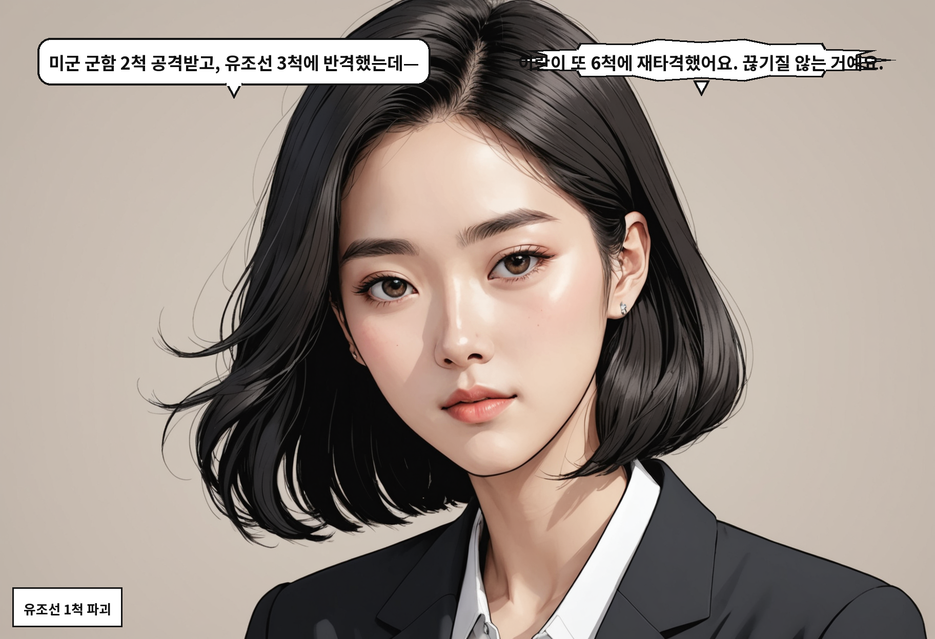 A: 미군 군함 2척 공격받고, 유조선 3척에 반격했는데— B: 이란이 또 6척에 재타격했어요. 끊기질 않는 거예요.