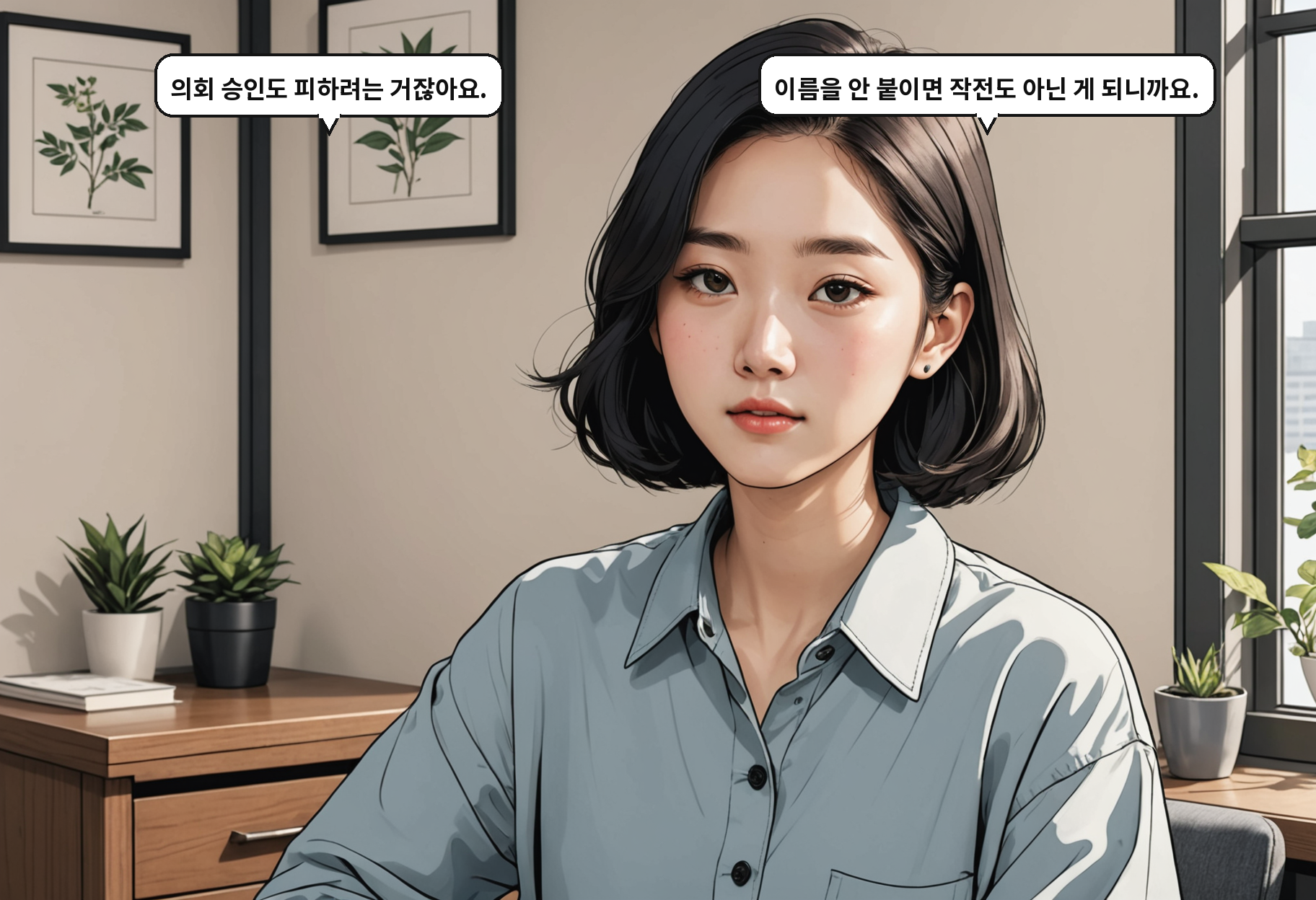 A: 의회 승인도 피하려는 거잖아요. B: 이름을 안 붙이면 작전도 아닌 게 되니까요.