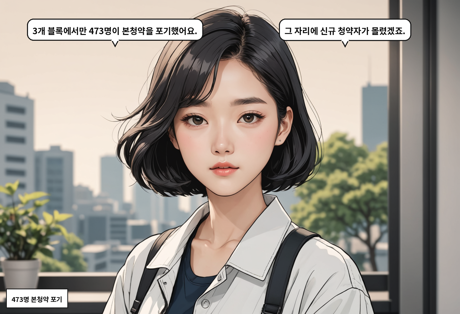 B: 3개 블록에서만 473명이 본청약을 포기했어요. A: 그 자리에 신규 청약자가 몰렸겠죠.