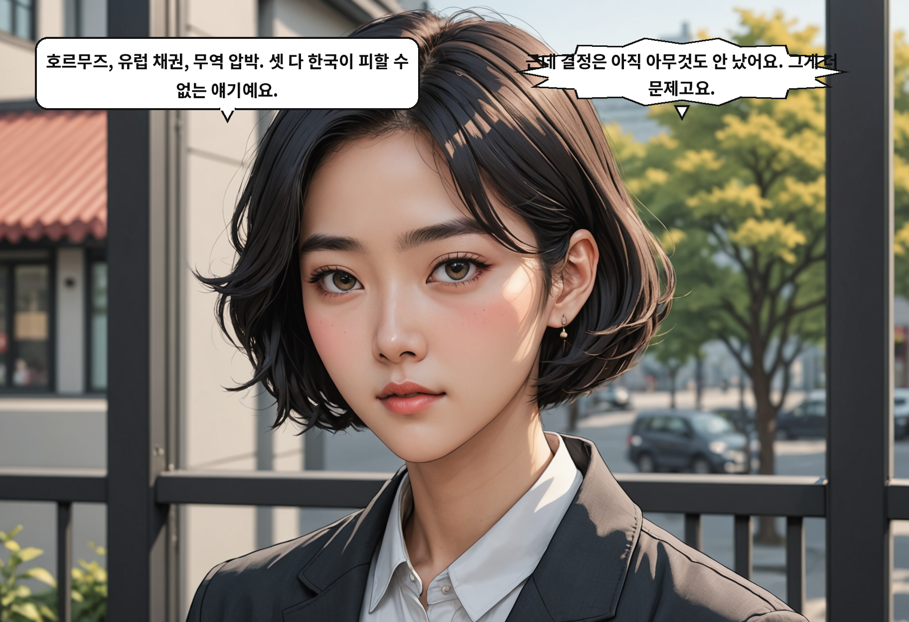 A: 호르무즈, 유럽 채권, 무역 압박. 셋 다 한국이 피할 수 없는 얘기예요. B: 근데 결정은 아직 아무것도 안 났어요. 그게 더 문제고요.