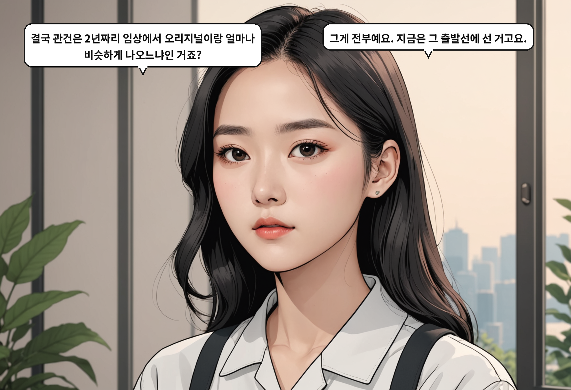 B: 결국 관건은 2년짜리 임상에서 오리지널이랑 얼마나 비슷하게 나오느냐인 거죠? A: 그게 전부예요. 지금은 그 출발선에 선 거고요.