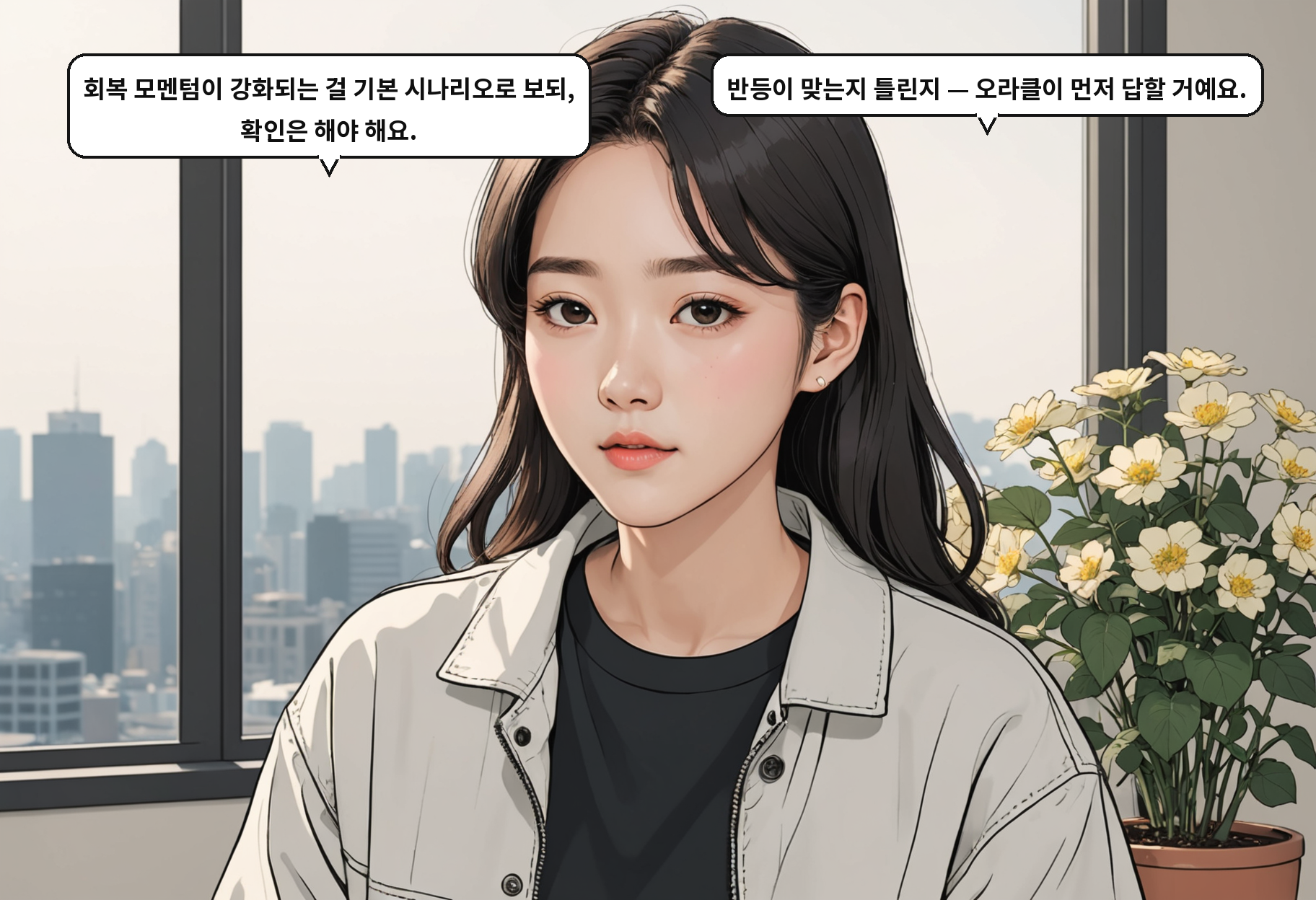 A: 회복 모멘텀이 강화되는 걸 기본 시나리오로 보되, 확인은 해야 해요. B: 반등이 맞는지 틀린지 — 오라클이 먼저 답할 거예요.