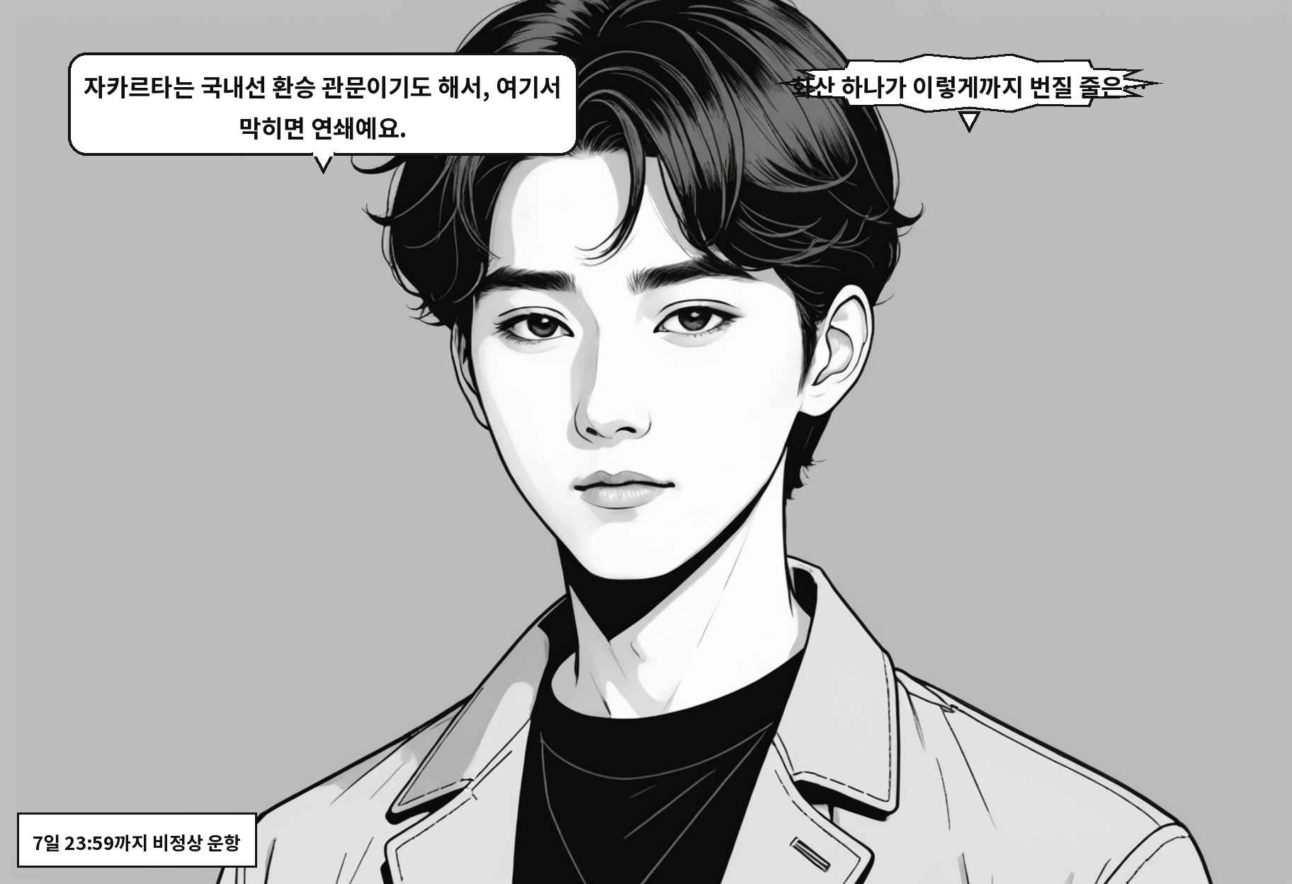B: 자카르타는 국내선 환승 관문이기도 해서, 여기서 막히면 연쇄예요. A: 화산 하나가 이렇게까지 번질 줄은…