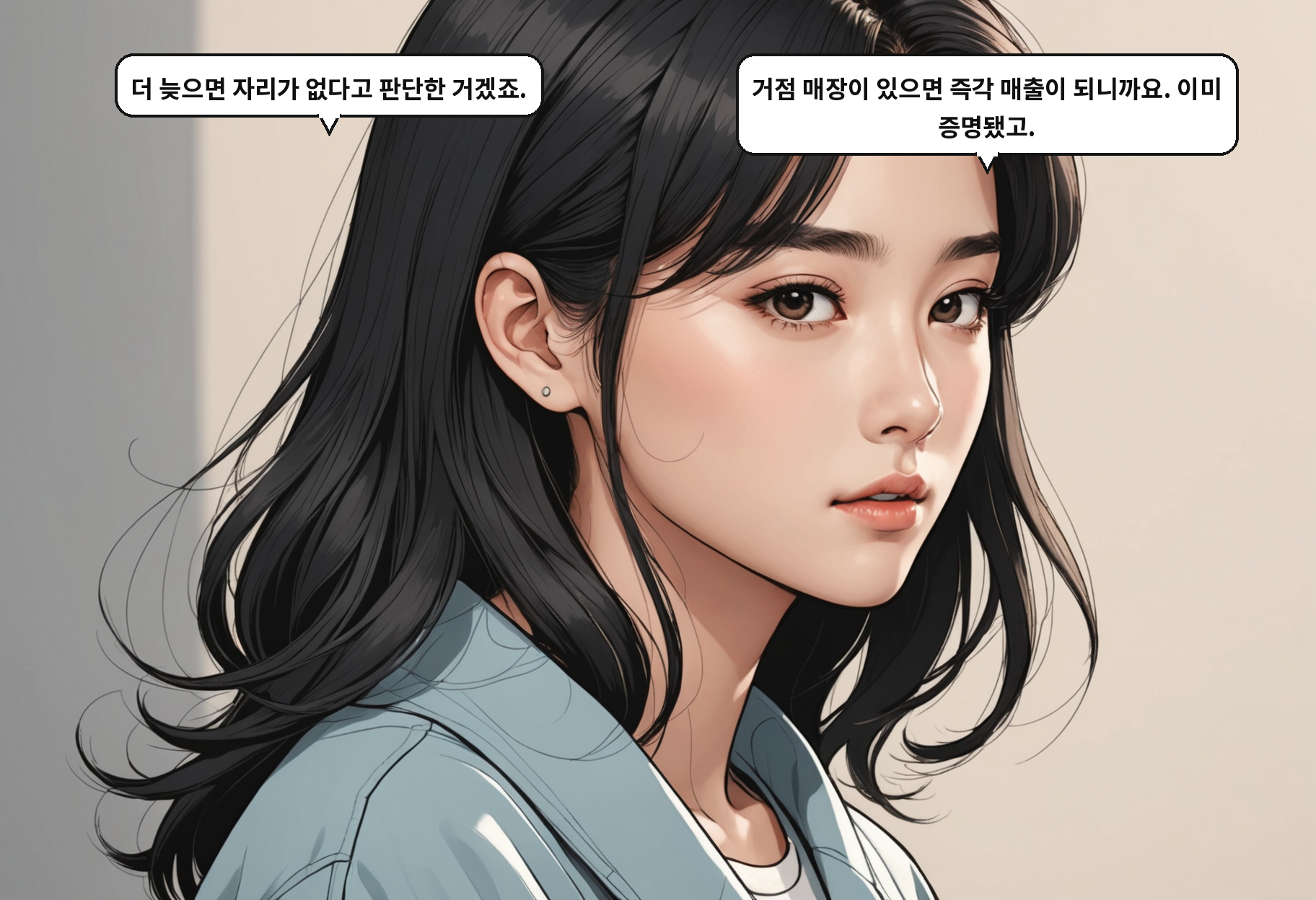 A: 더 늦으면 자리가 없다고 판단한 거겠죠. B: 거점 매장이 있으면 즉각 매출이 되니까요. 이미 증명됐고.