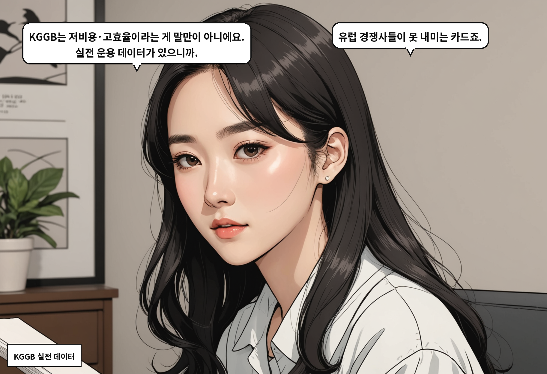 A: KGGB는 저비용·고효율이라는 게 말만이 아니에요. 실전 운용 데이터가 있으니까. B: 유럽 경쟁사들이 못 내미는 카드죠.