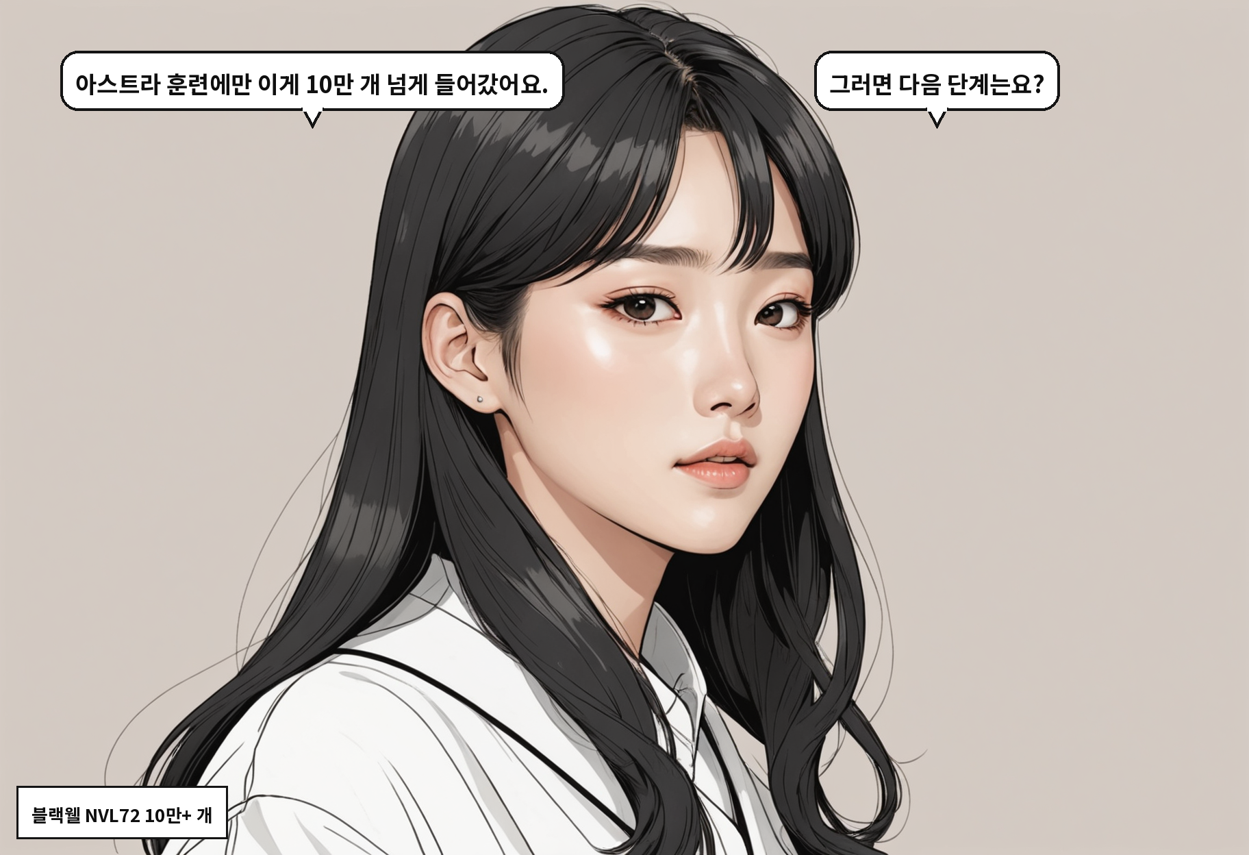 B: 아스트라 훈련에만 이게 10만 개 넘게 들어갔어요. A: 그러면 다음 단계는요?