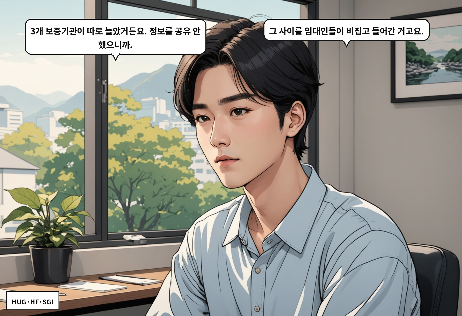 B: 3개 보증기관이 따로 놀았거든요. 정보를 공유 안 했으니까. A: 그 사이를 임대인들이 비집고 들어간 거고요.