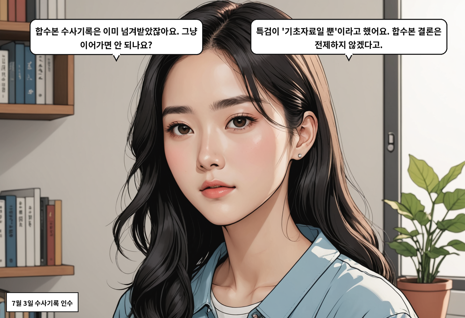 A: 합수본 수사기록은 이미 넘겨받았잖아요. 그냥 이어가면 안 되나요? B: 특검이 '기초자료일 뿐'이라고 했어요. 합수본 결론은 전제하지 않겠다고.