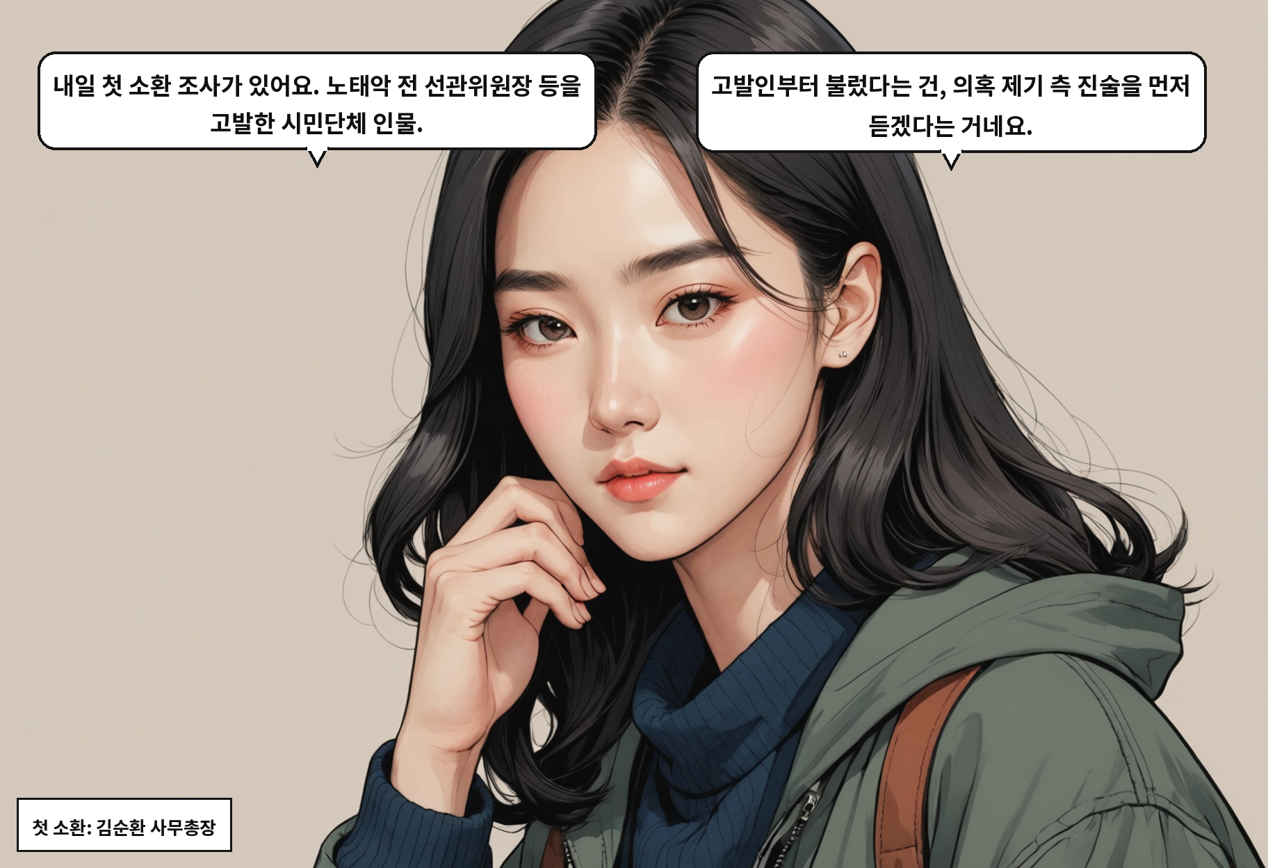 B: 내일 첫 소환 조사가 있어요. 노태악 전 선관위원장 등을 고발한 시민단체 인물. A: 고발인부터 불렀다는 건, 의혹 제기 측 진술을 먼저 듣겠다는 거네요.
